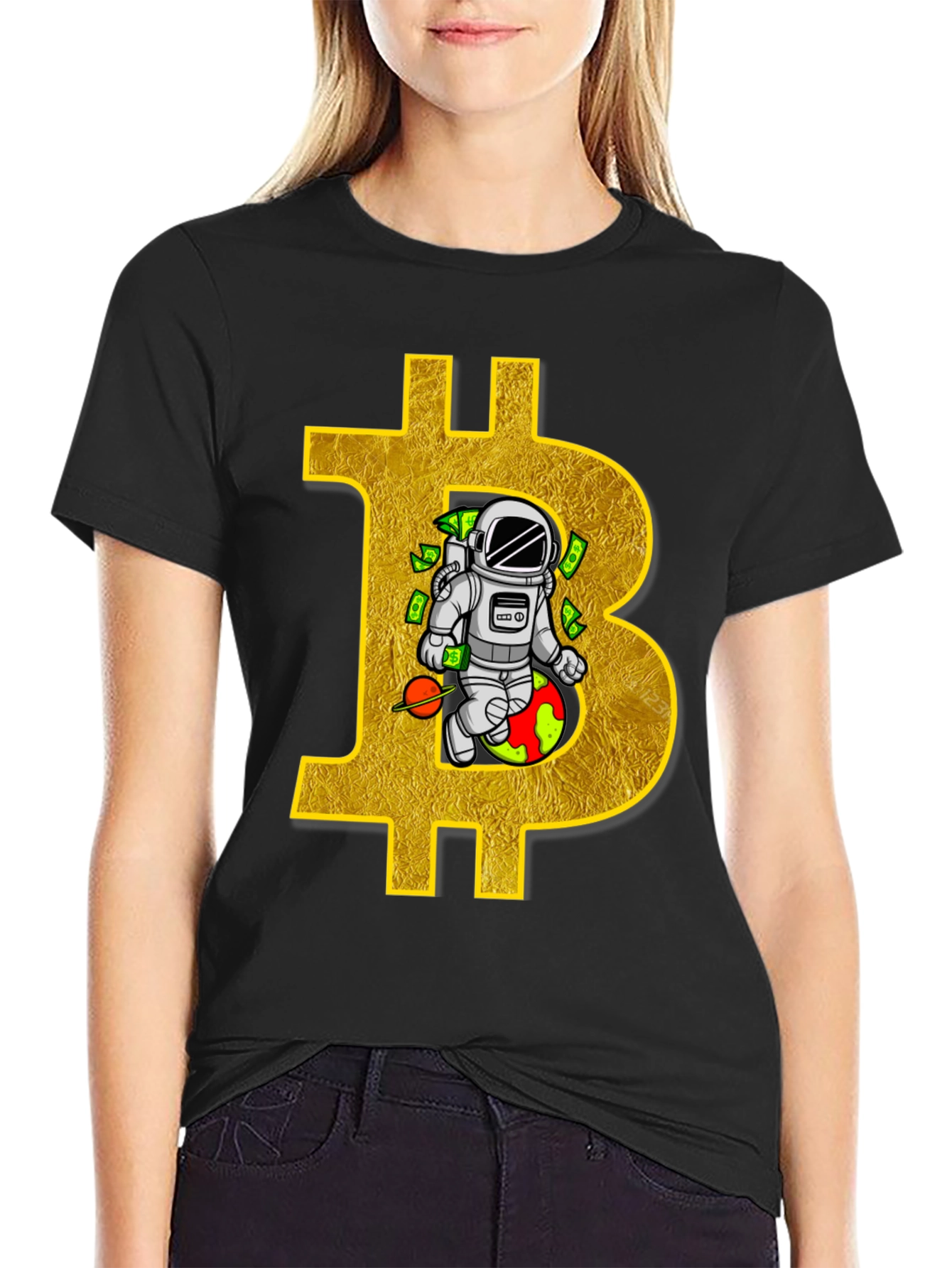 Bitcoin Astronaut Black T-Shirt Crypto Tee