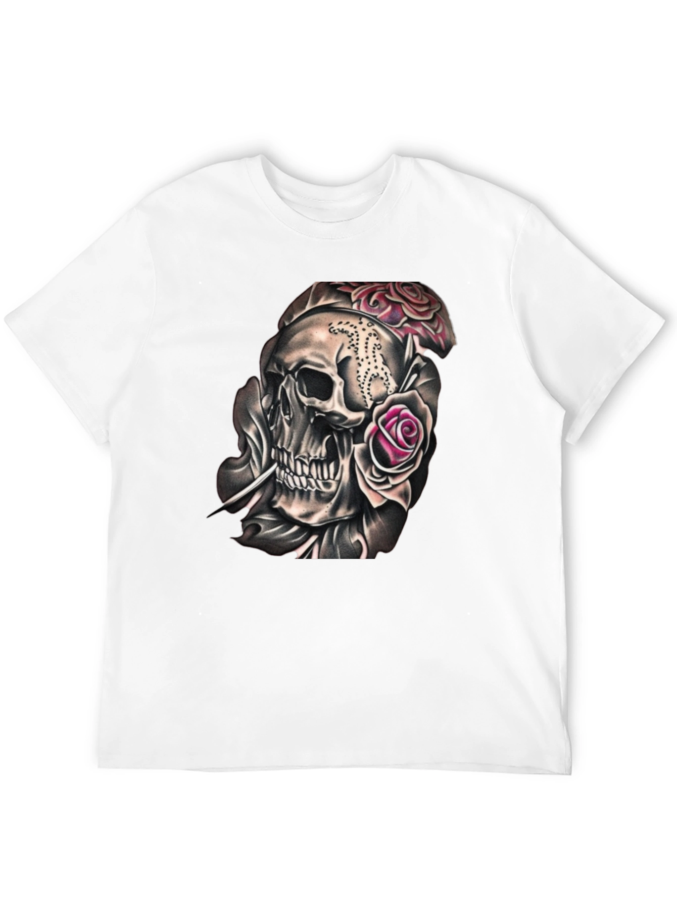 Skull and Roses Graphic Tee - Black