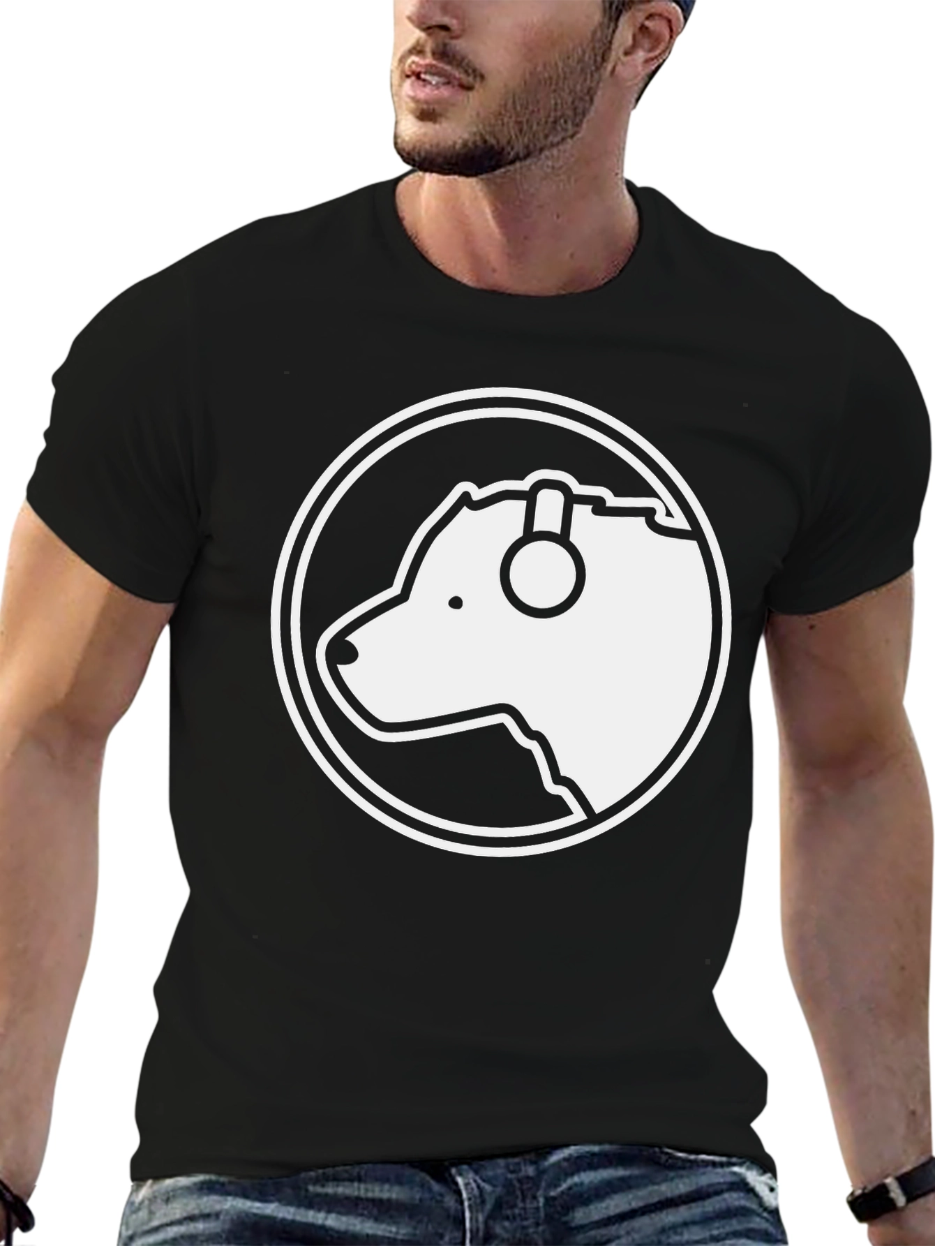 Bear Headphone Tee - Black Cotton Graphic T-Shirt