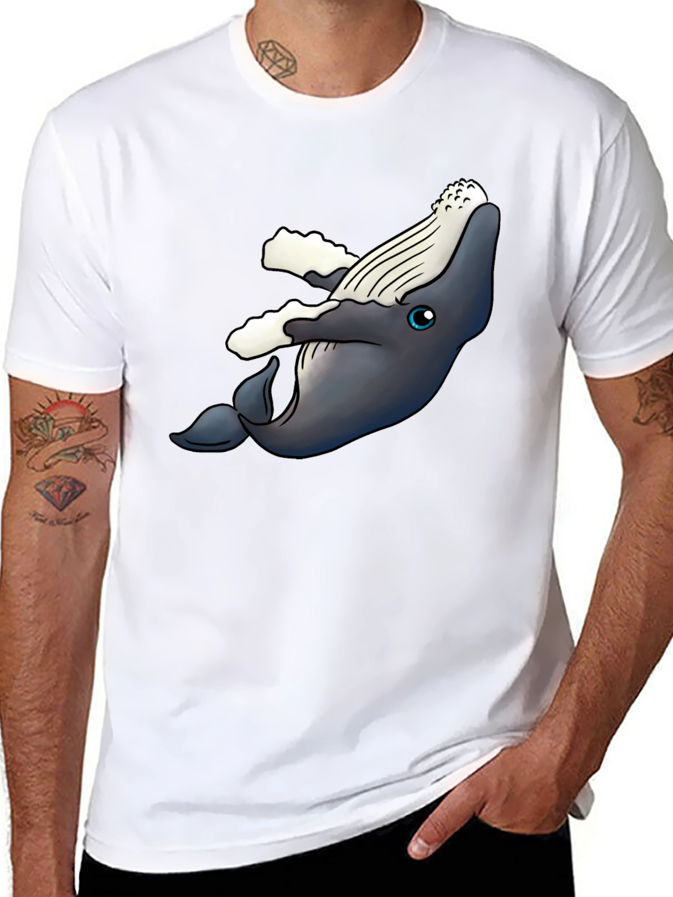 Whale Graphic T-Shirt - Black Cotton Tee