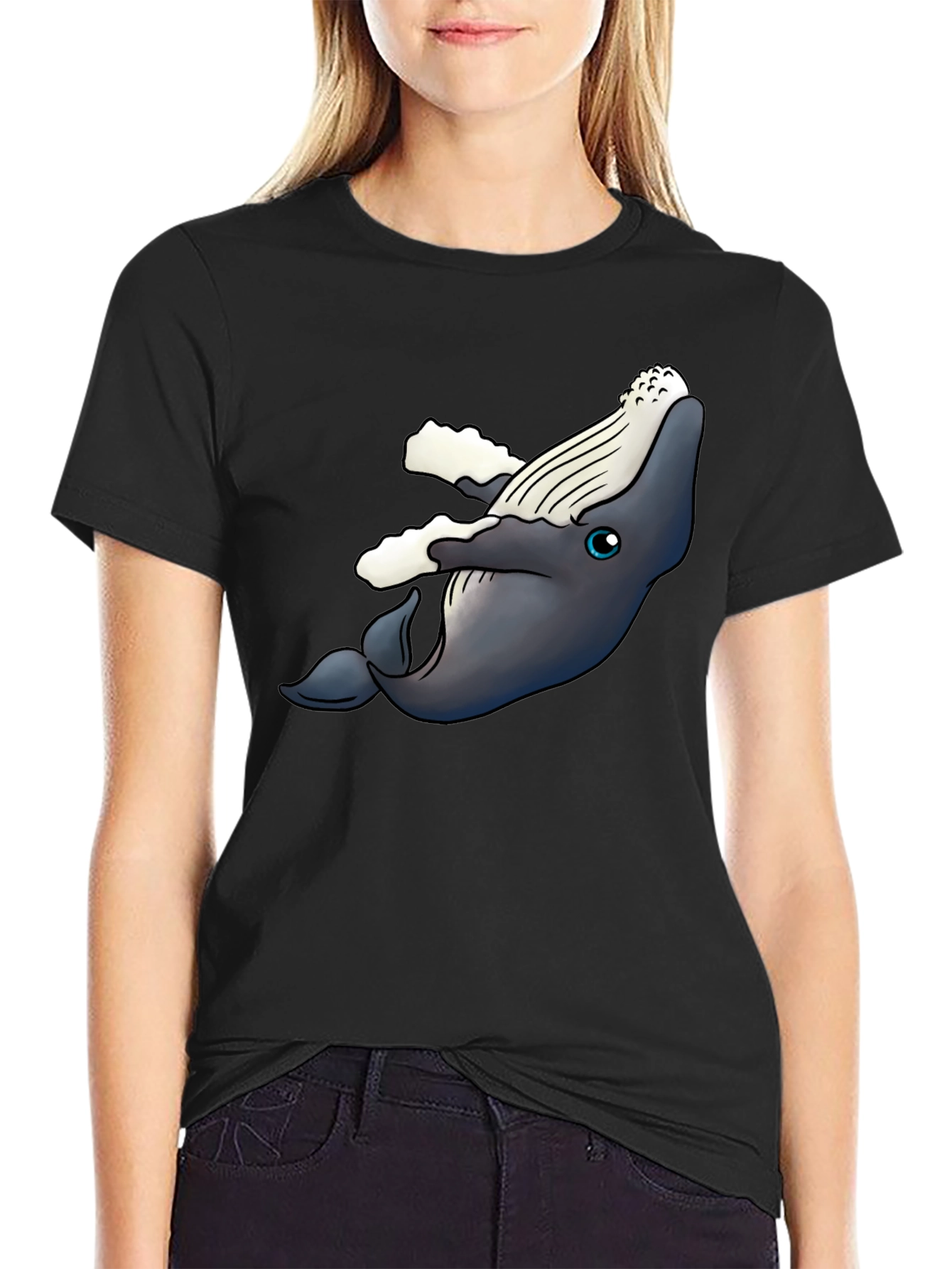 Whale Graphic T-Shirt - Black Cotton Tee