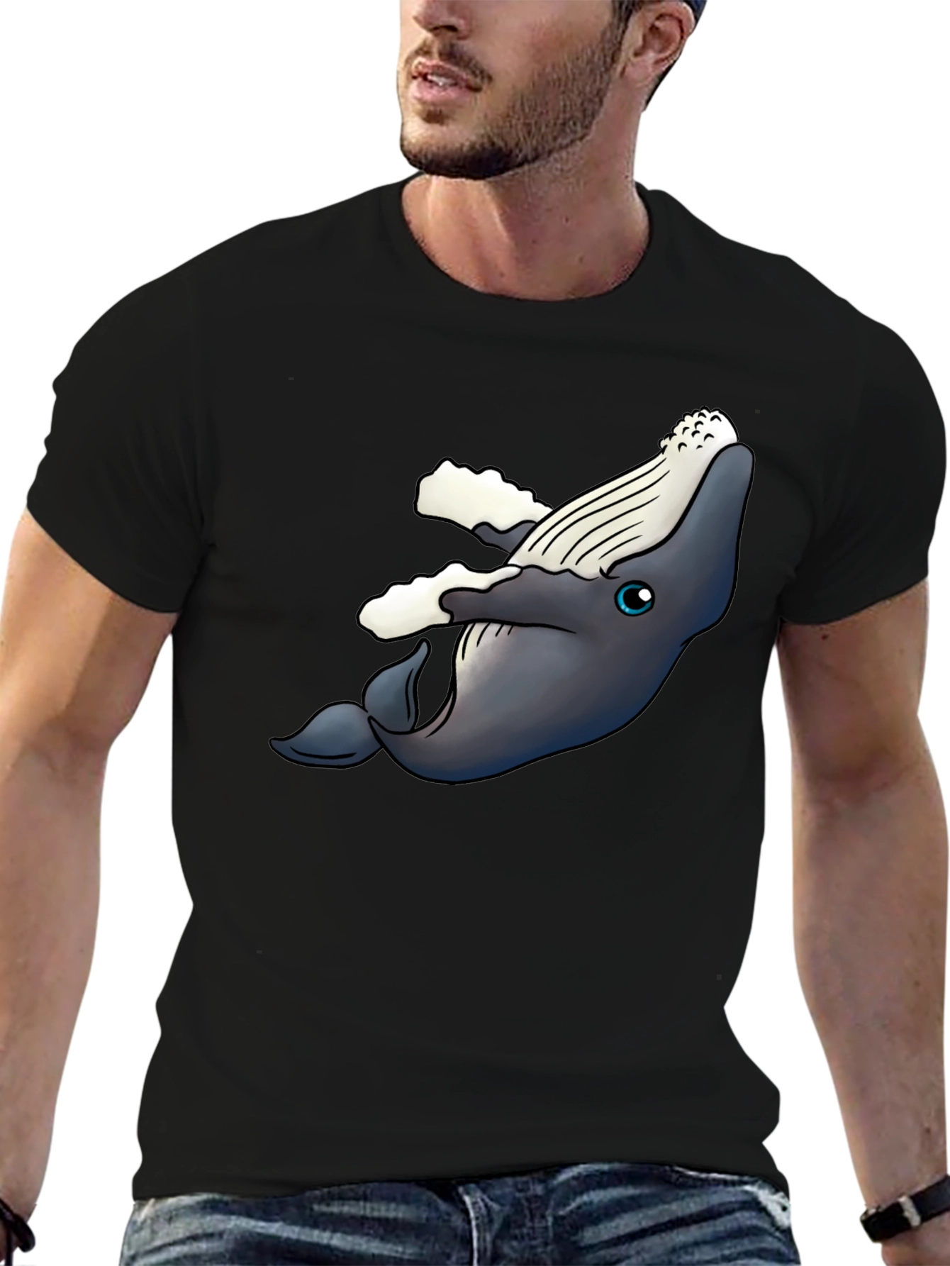 Whale Graphic T-Shirt - Black Cotton Tee