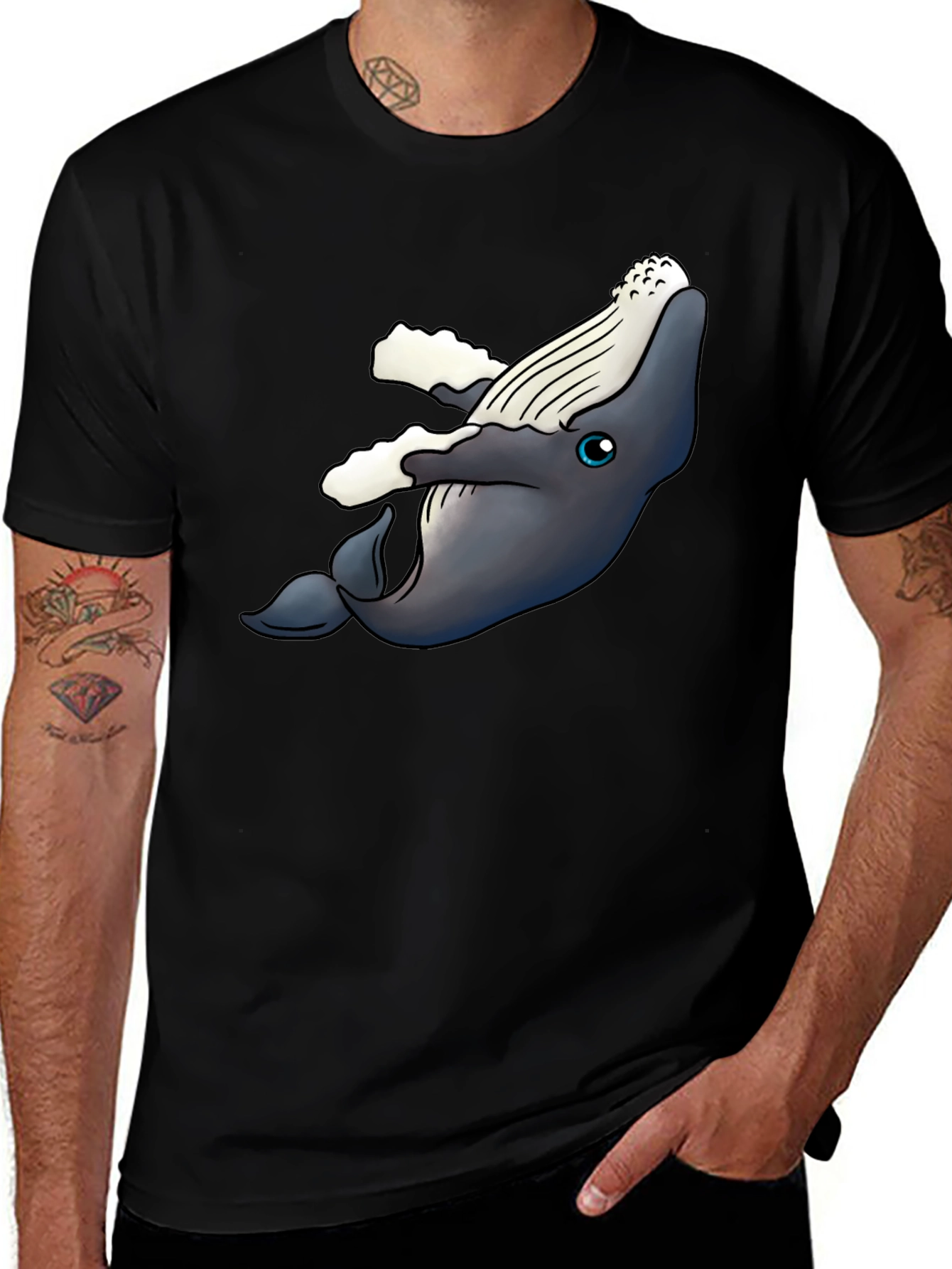 Whale Graphic T-Shirt - Black Cotton Tee