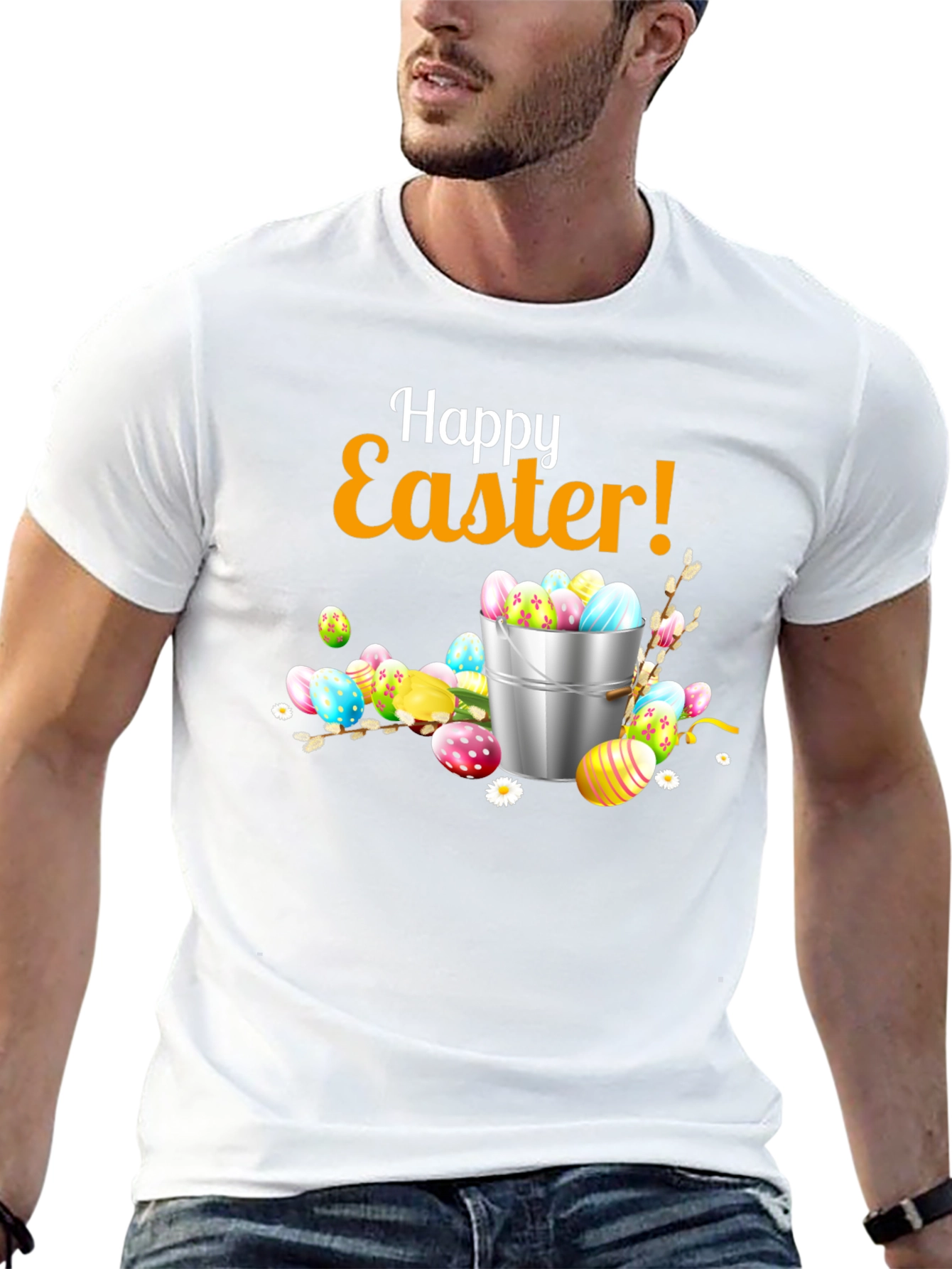Happy Easter T-Shirt - Easter Egg Bucket Design