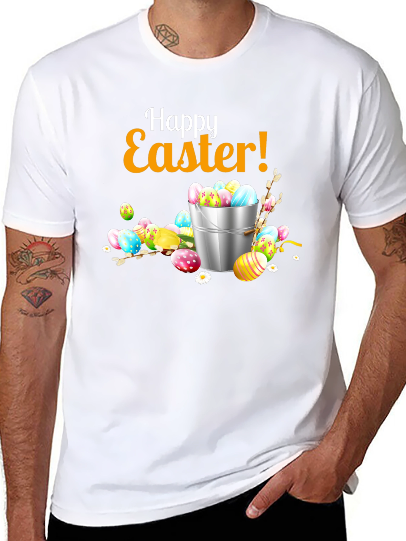 Happy Easter T-Shirt - Easter Egg Bucket Design