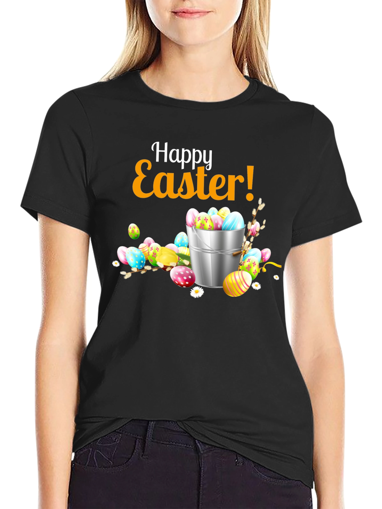 Happy Easter T-Shirt - Easter Egg Bucket Design