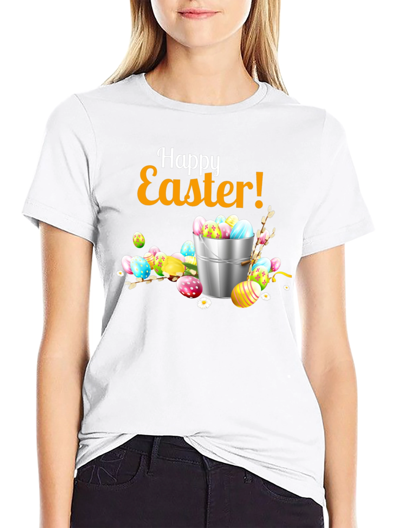 Happy Easter T-Shirt - Easter Egg Bucket Design