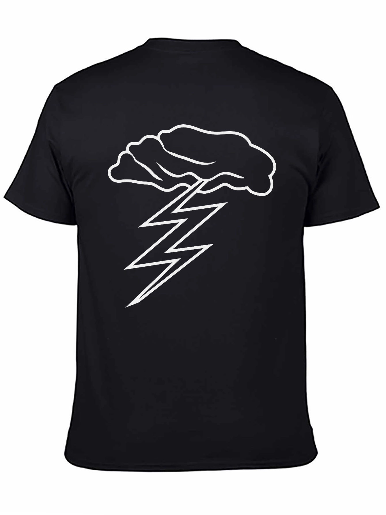 Cloud Lightning Bolt Graphic Black T-Shirt