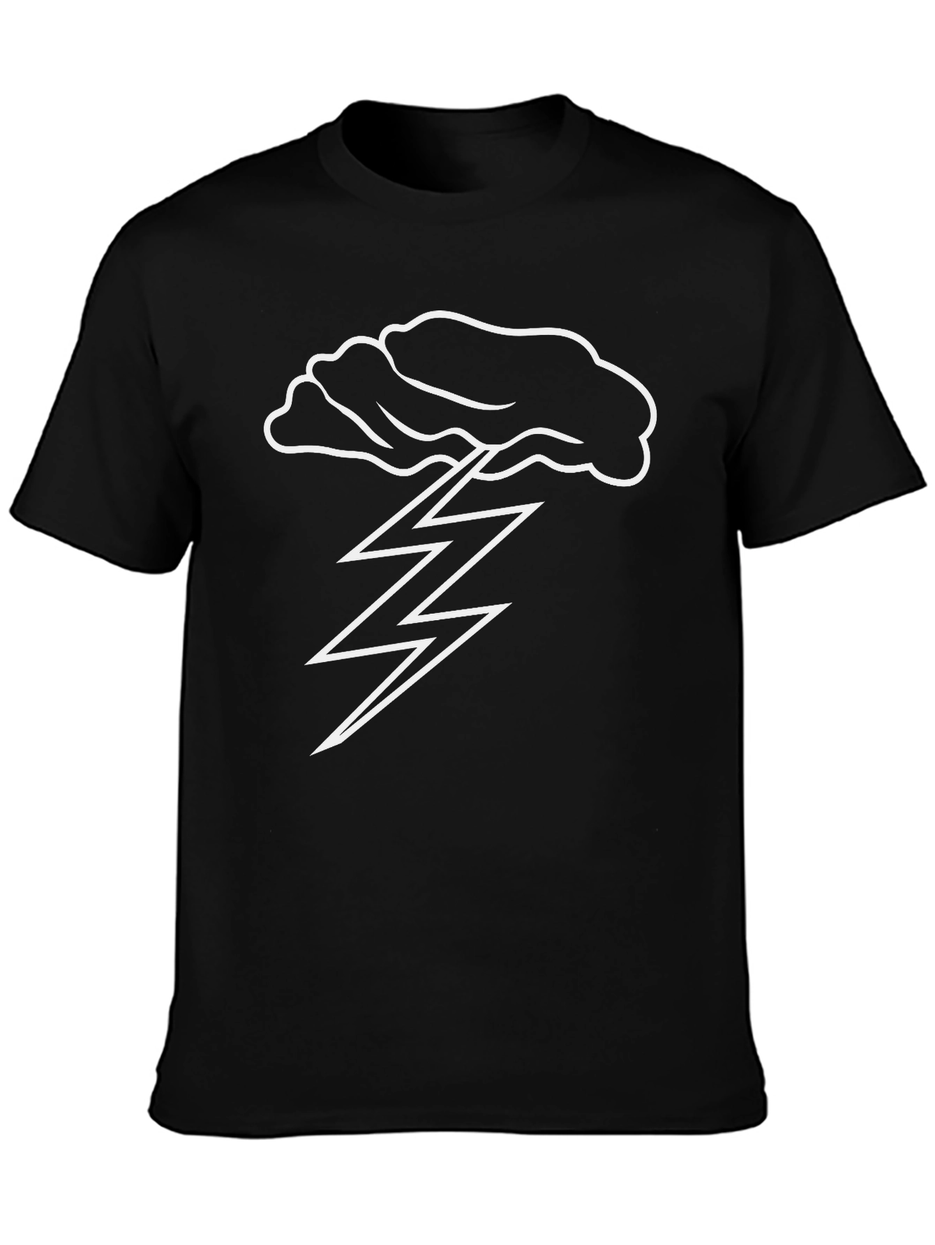 Cloud Lightning Bolt Graphic Black T-Shirt