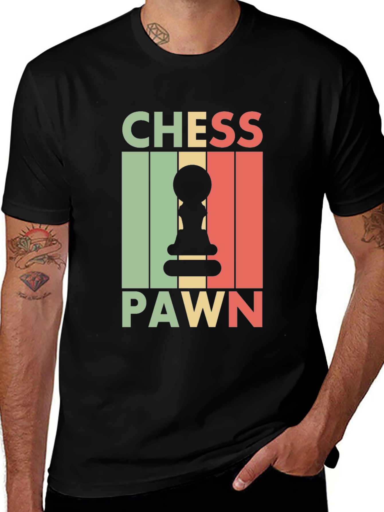 Chess Pawn Graphic Tee - Black Retro T-Shirt