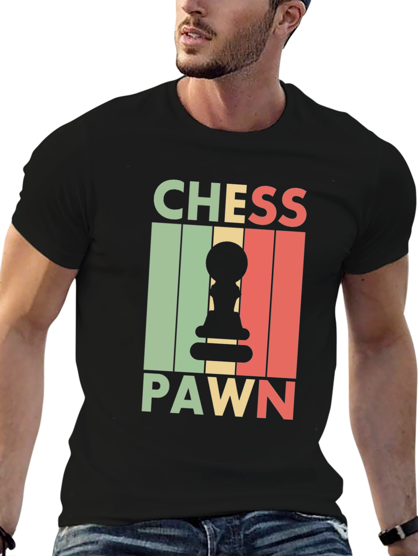 Chess Pawn Graphic Tee - Black Retro T-Shirt