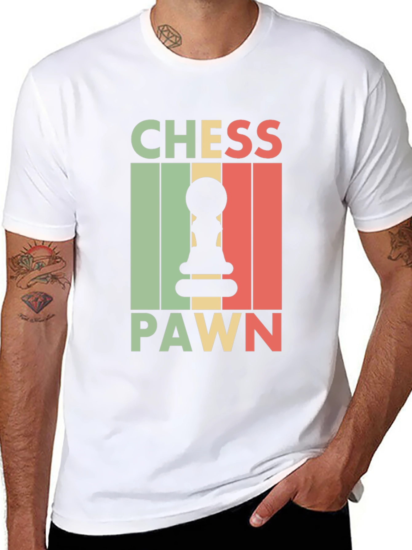 Chess Pawn Graphic Tee - Black Retro T-Shirt