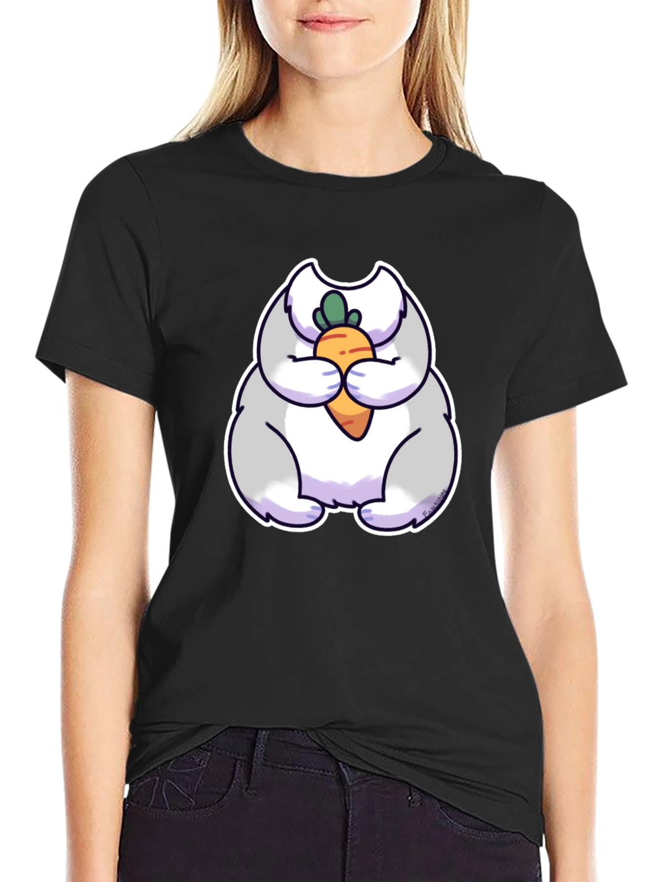 Cute Rabbit Eating Carrot Graphic Tee