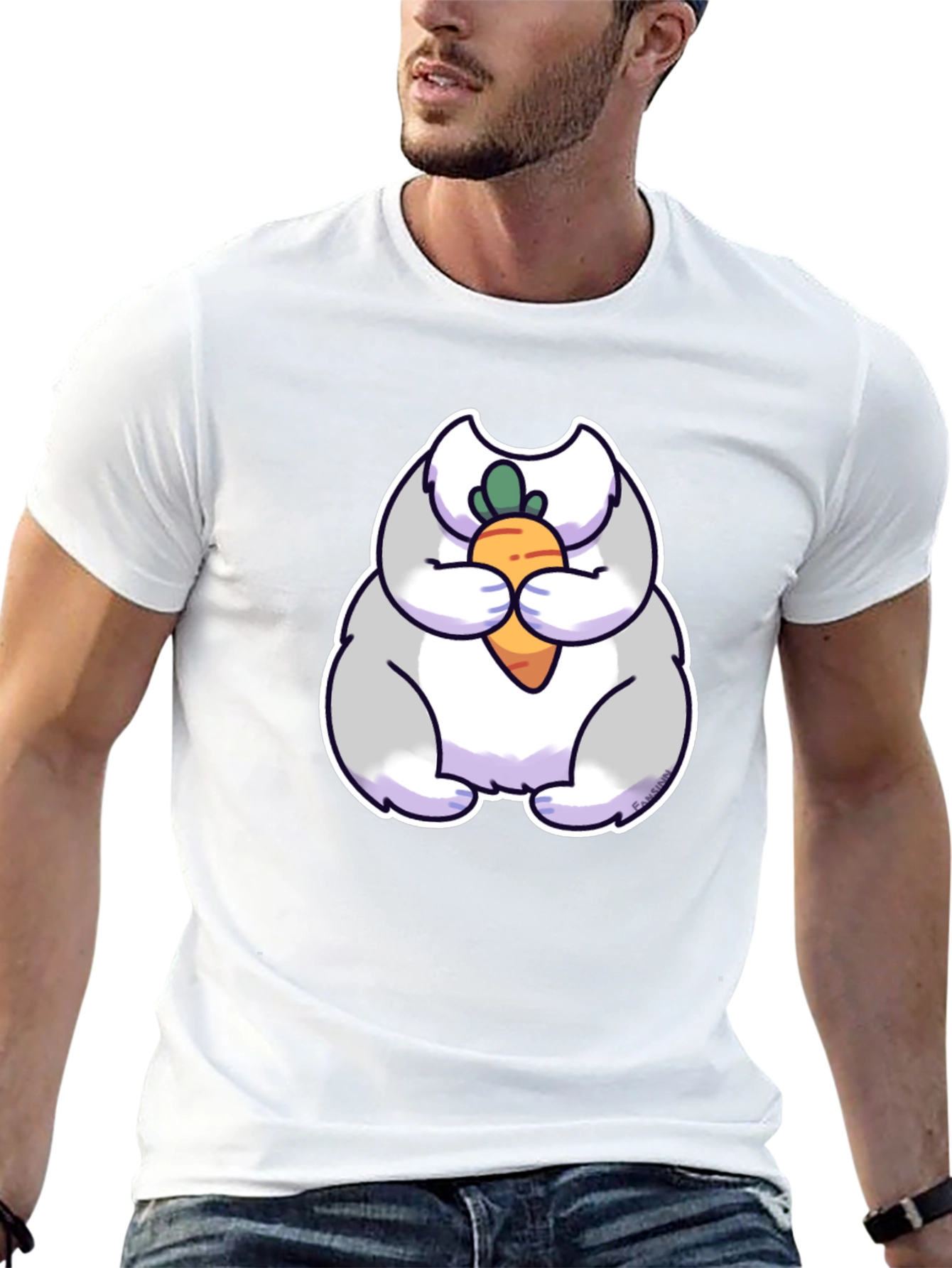 Cute Rabbit Eating Carrot Graphic Tee