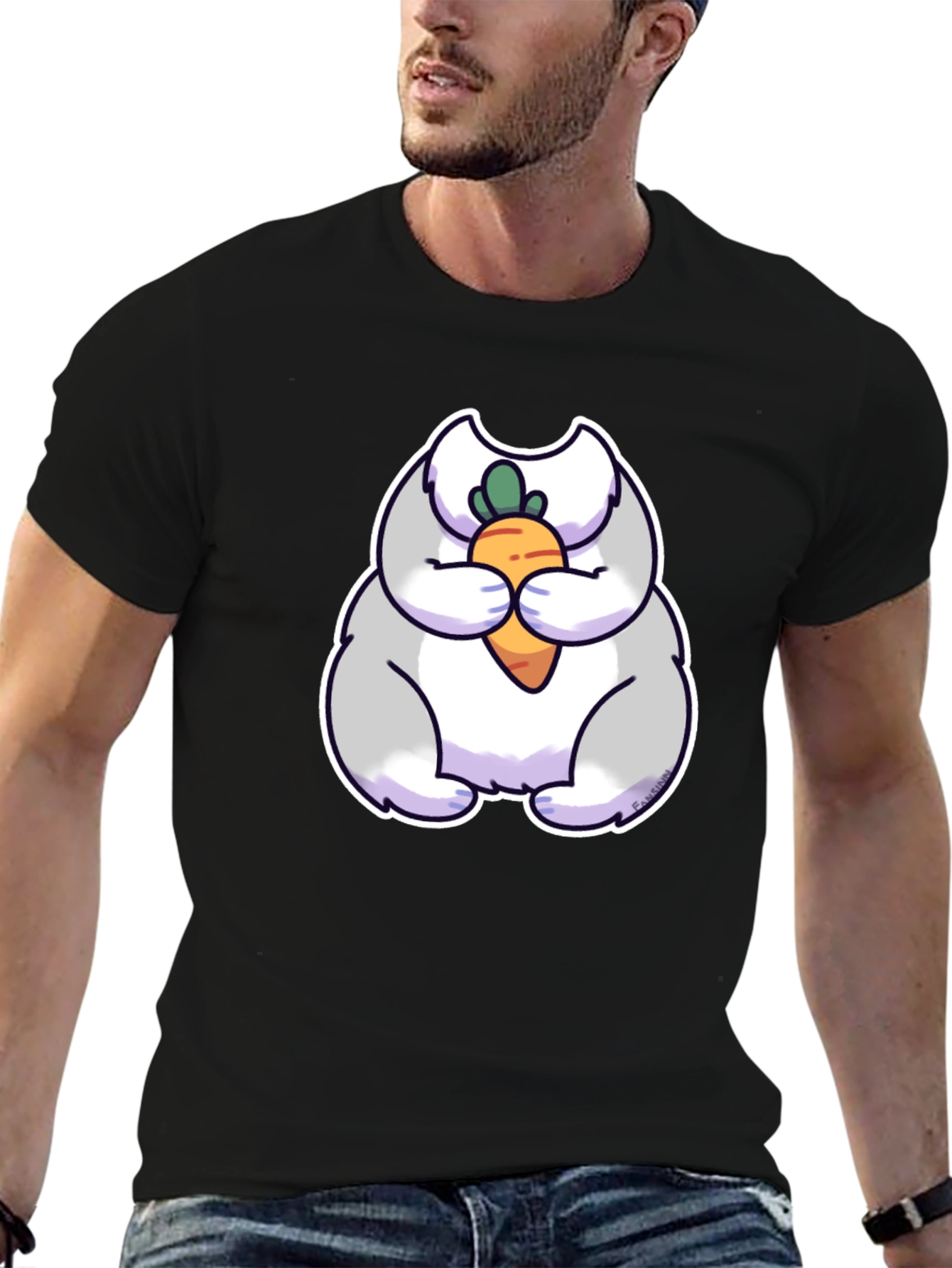 Cute Rabbit Eating Carrot Graphic Tee