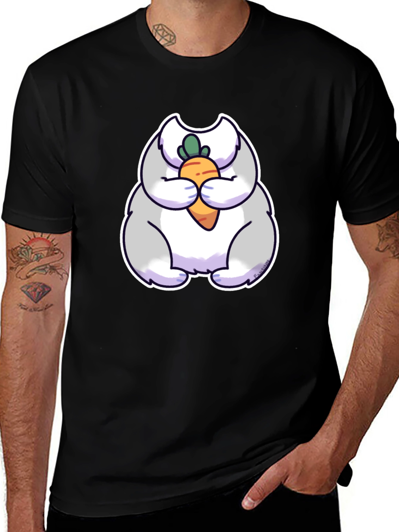 Cute Rabbit Eating Carrot Graphic Tee