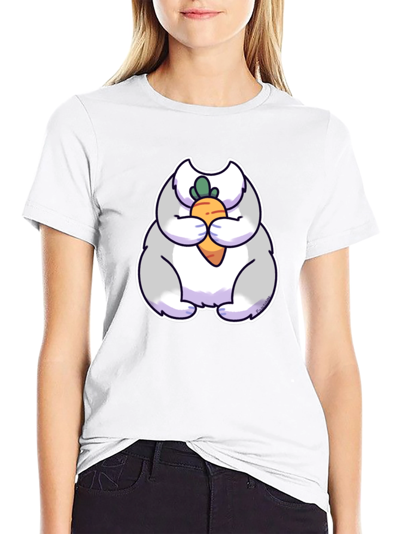 Cute Rabbit Eating Carrot Graphic Tee