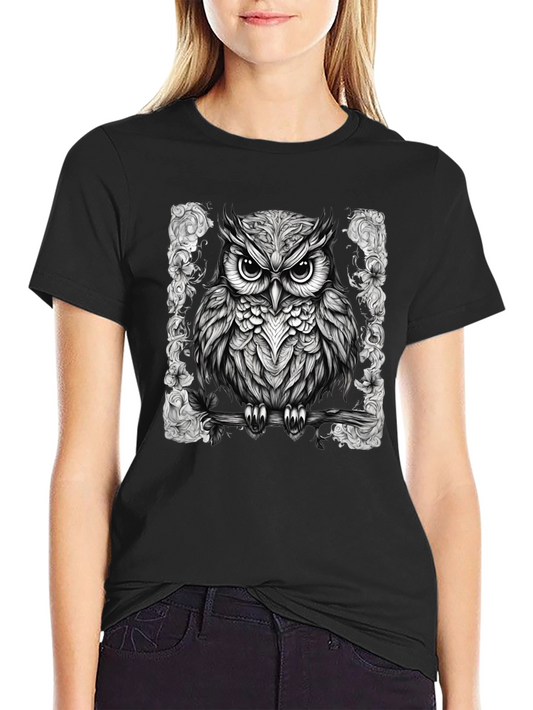 Owl Graphic Print Tee - Mens Black T-Shirt