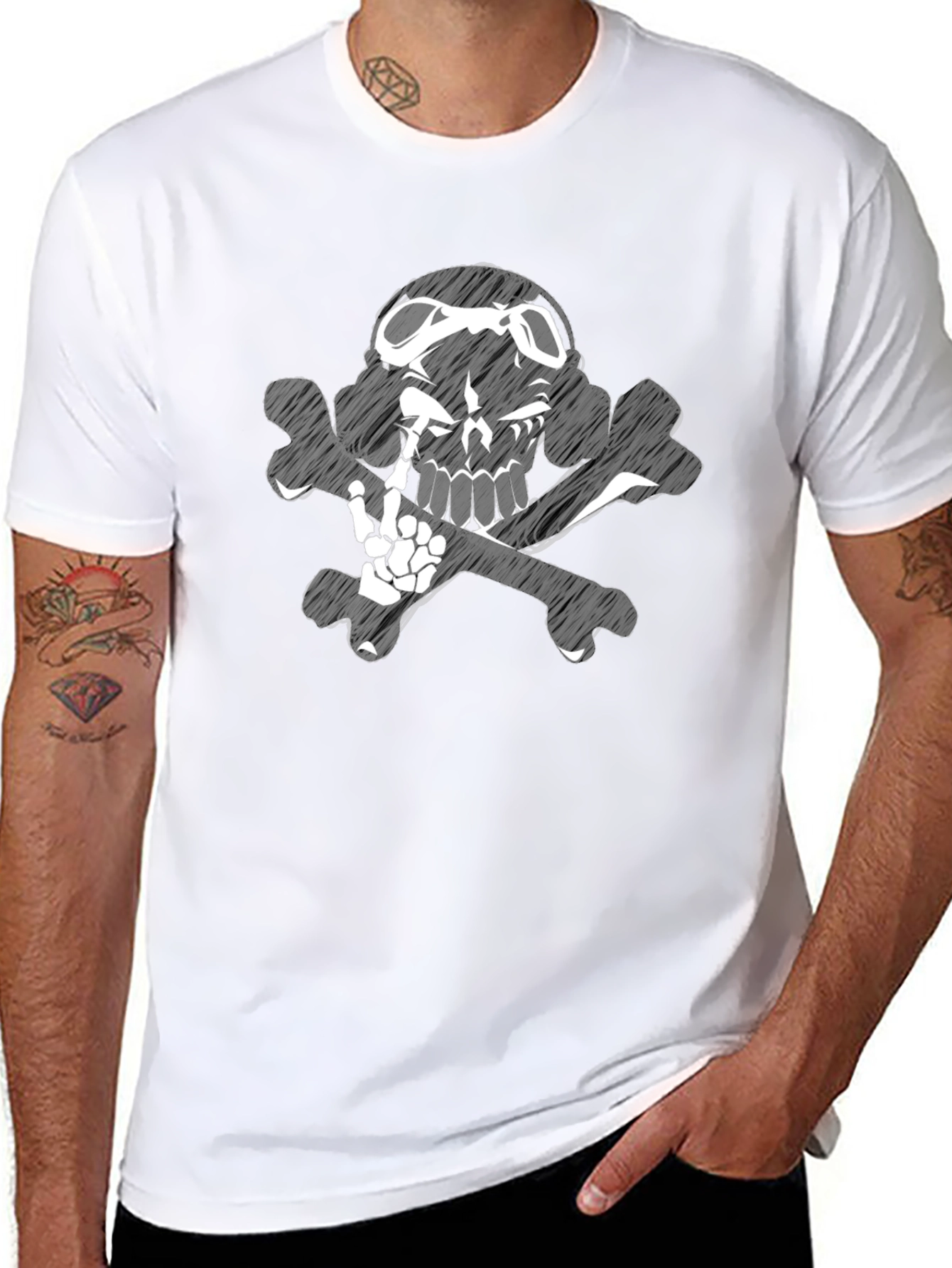 Skull & Bones Graphic Tee - Edgy Fashion