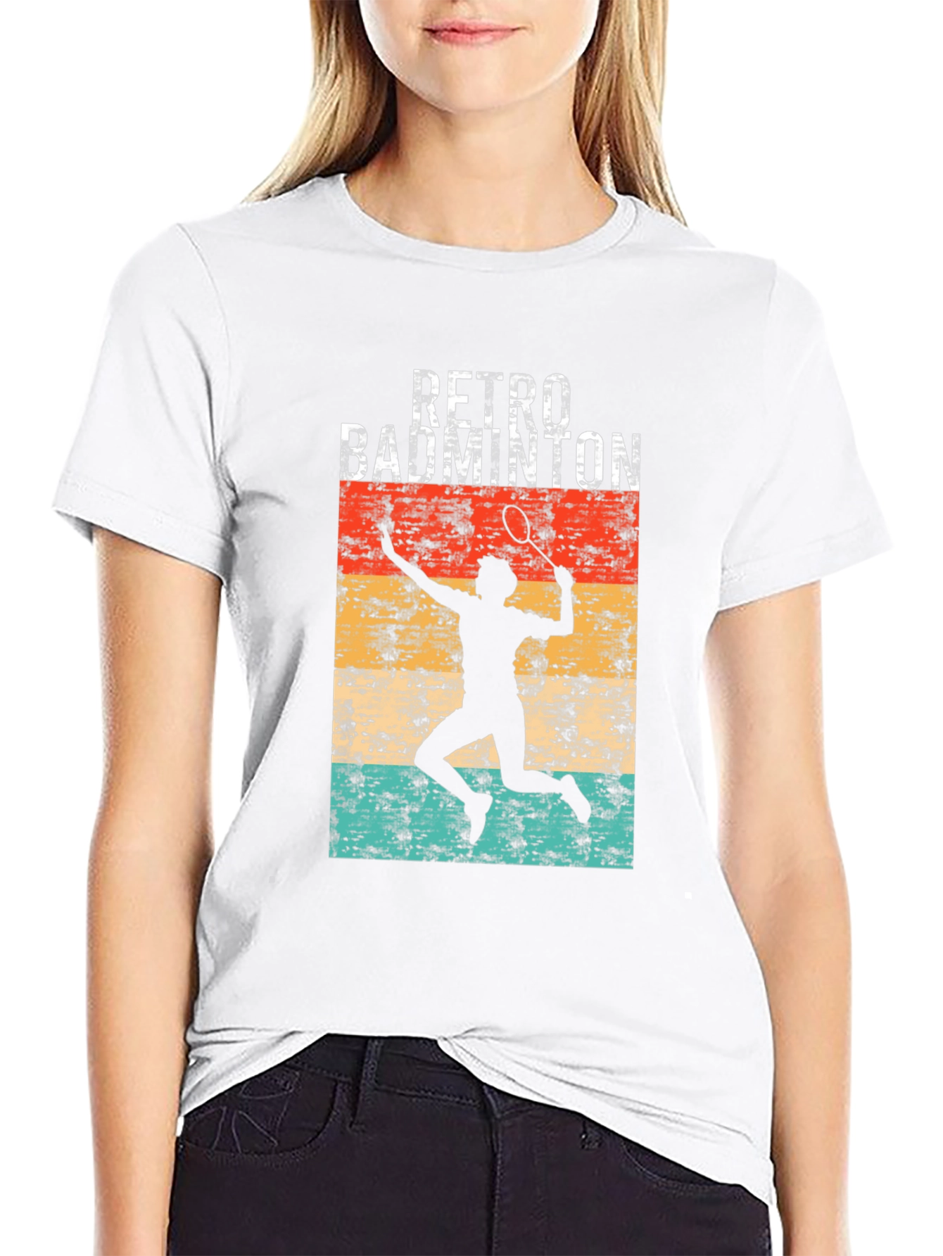 Retro Badminton Player Graphic T-Shirt