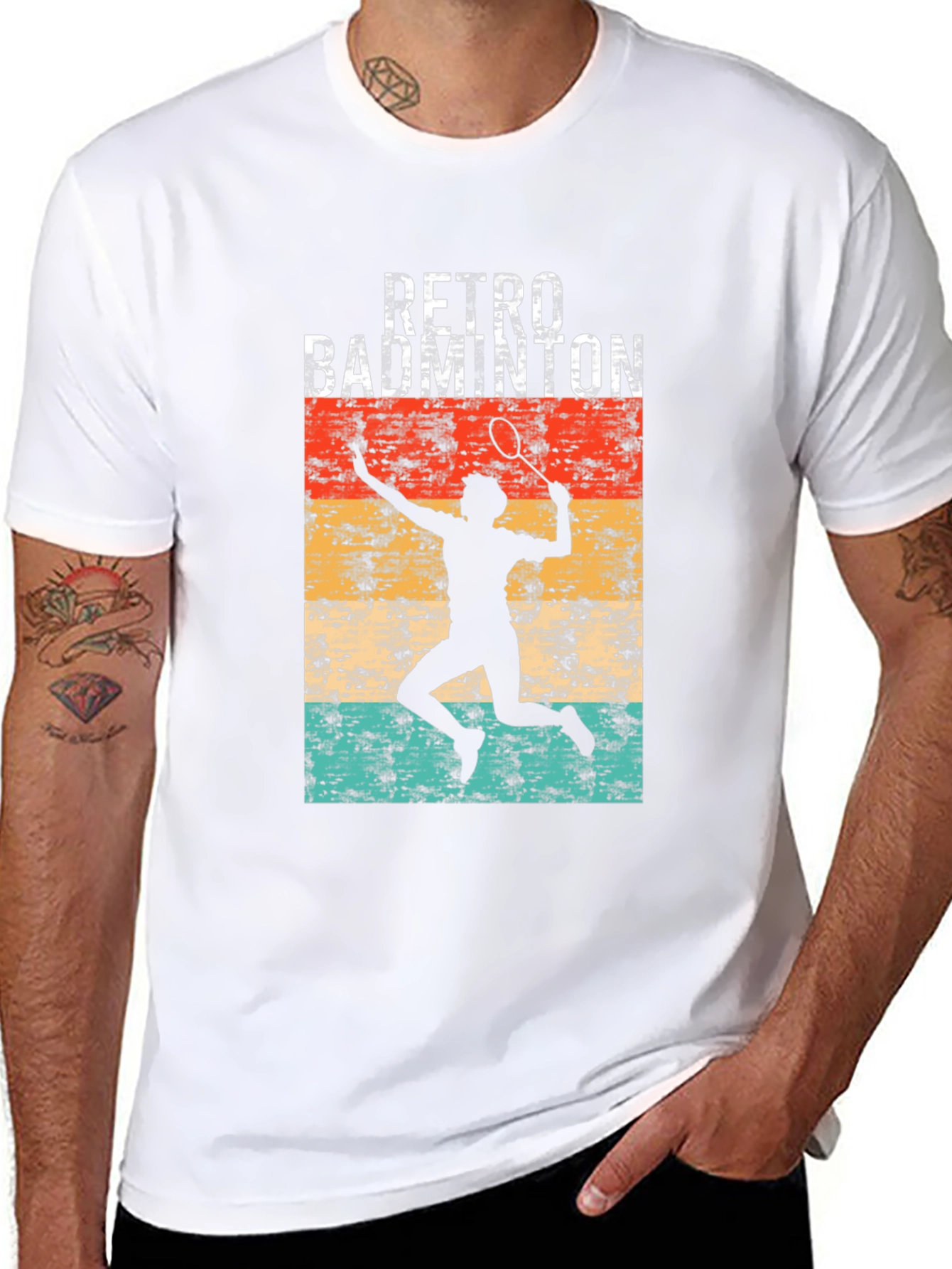 Retro Badminton Player Graphic T-Shirt
