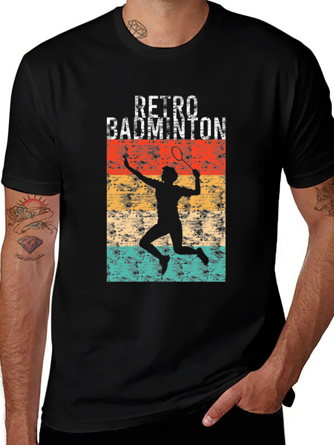 Retro Badminton Player Graphic T-Shirt