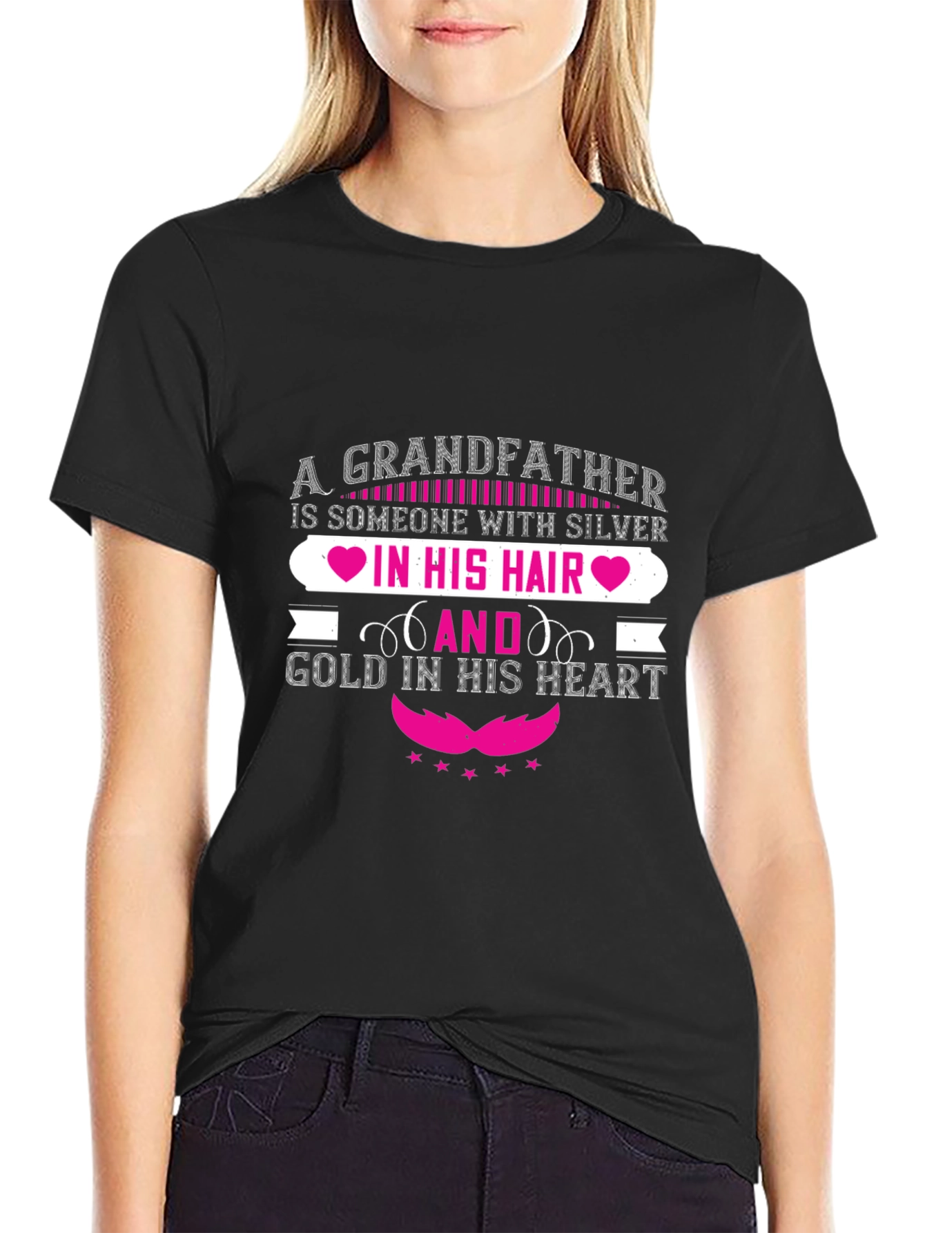 Grandfather Silver Hair Gold Heart T-Shirt