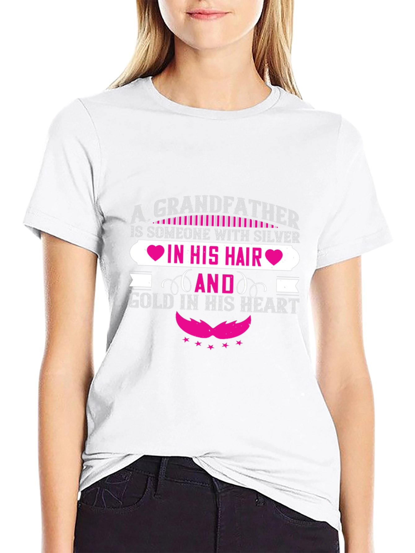 Grandfather Silver Hair Gold Heart T-Shirt
