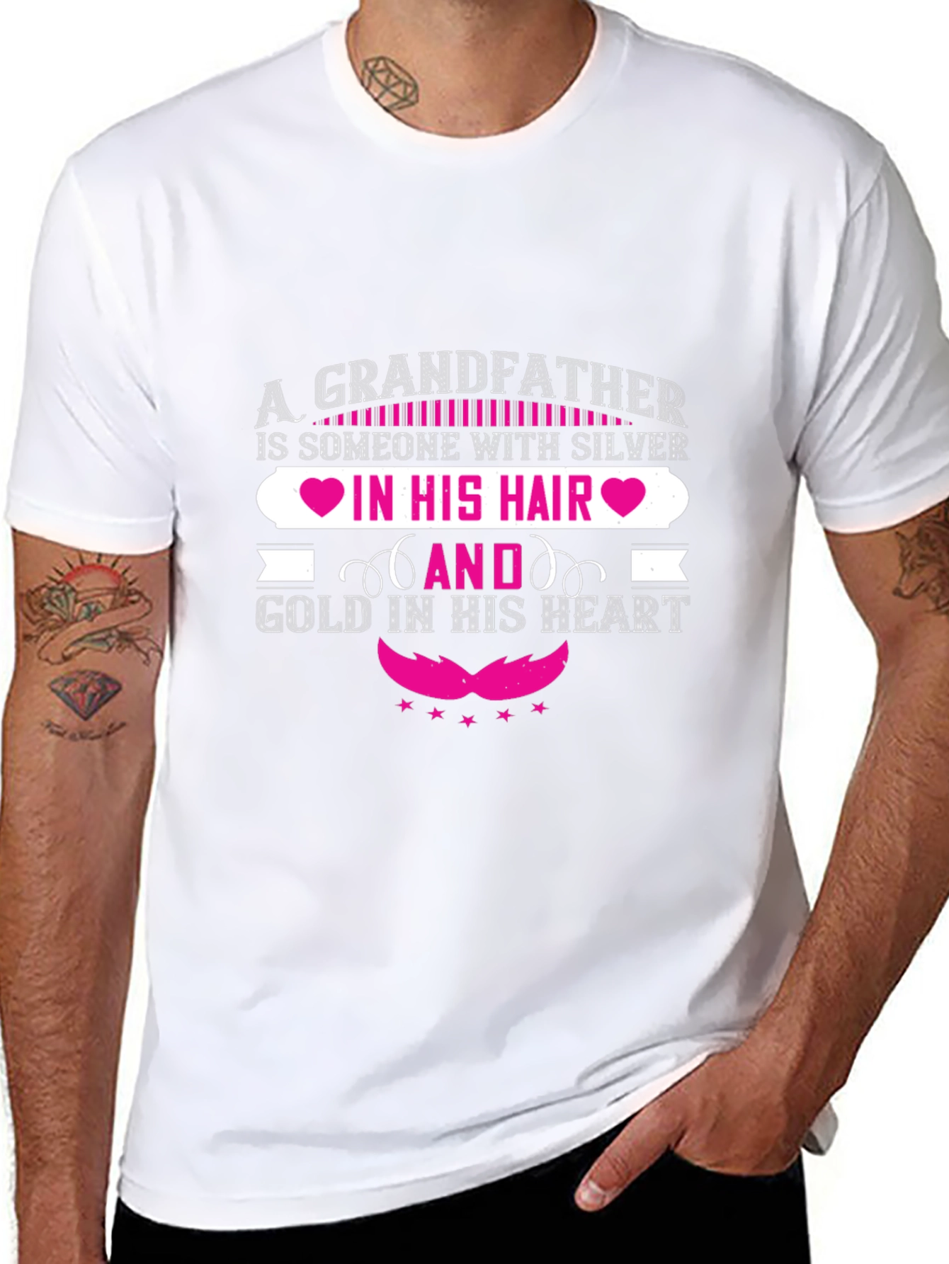 Grandfather Silver Hair Gold Heart T-Shirt
