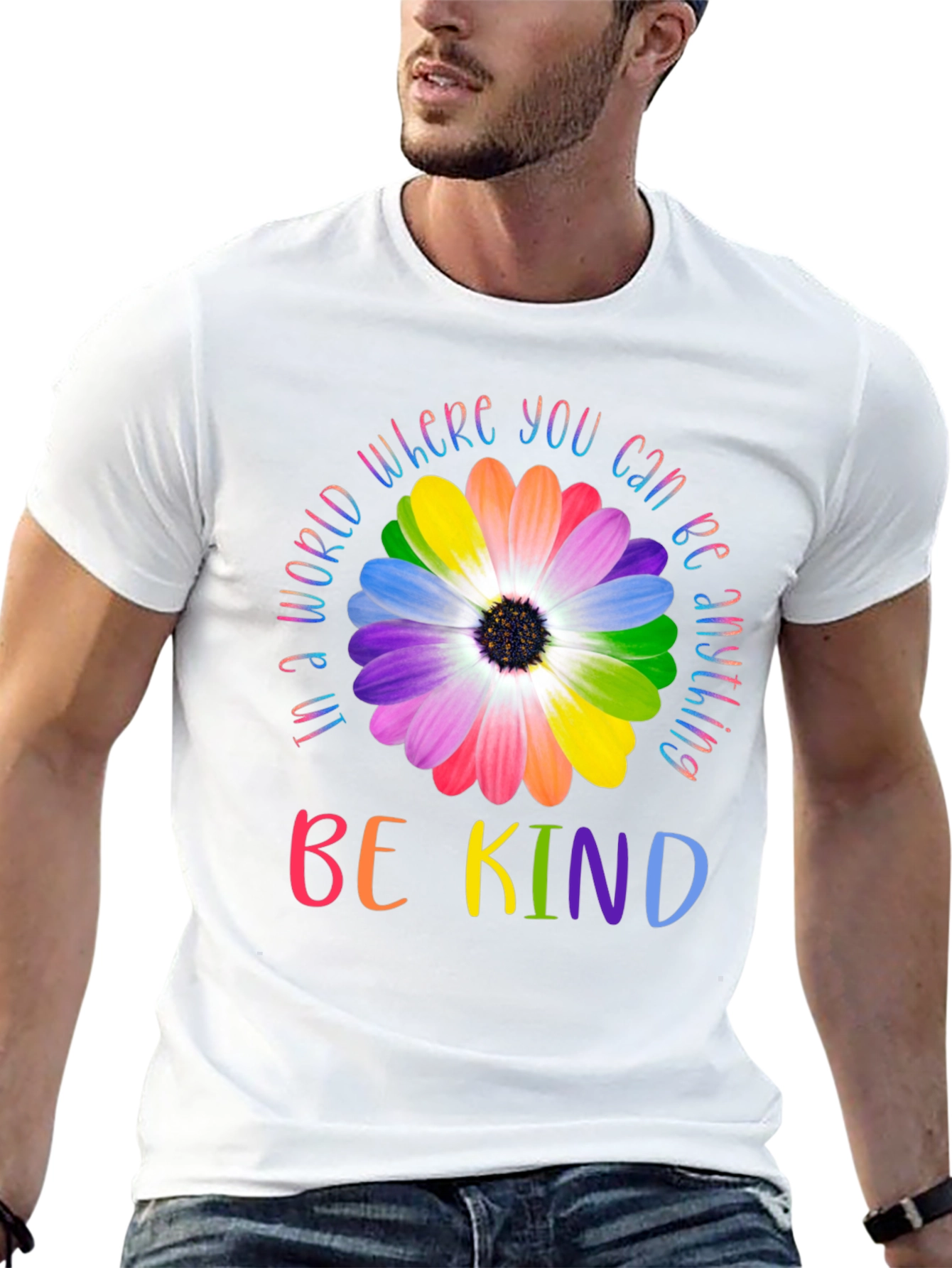 Be Kind Rainbow Flower Graphic Tee