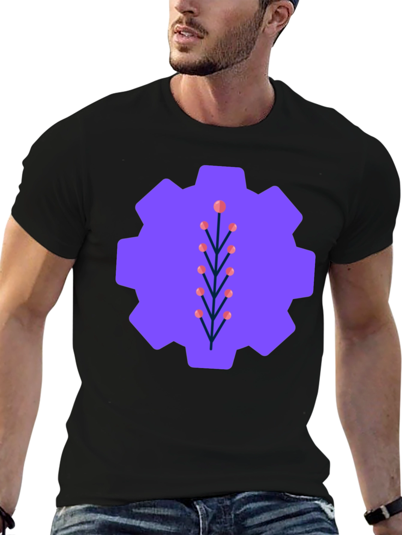 Abstract Gear Graphic Tee - Modern Style