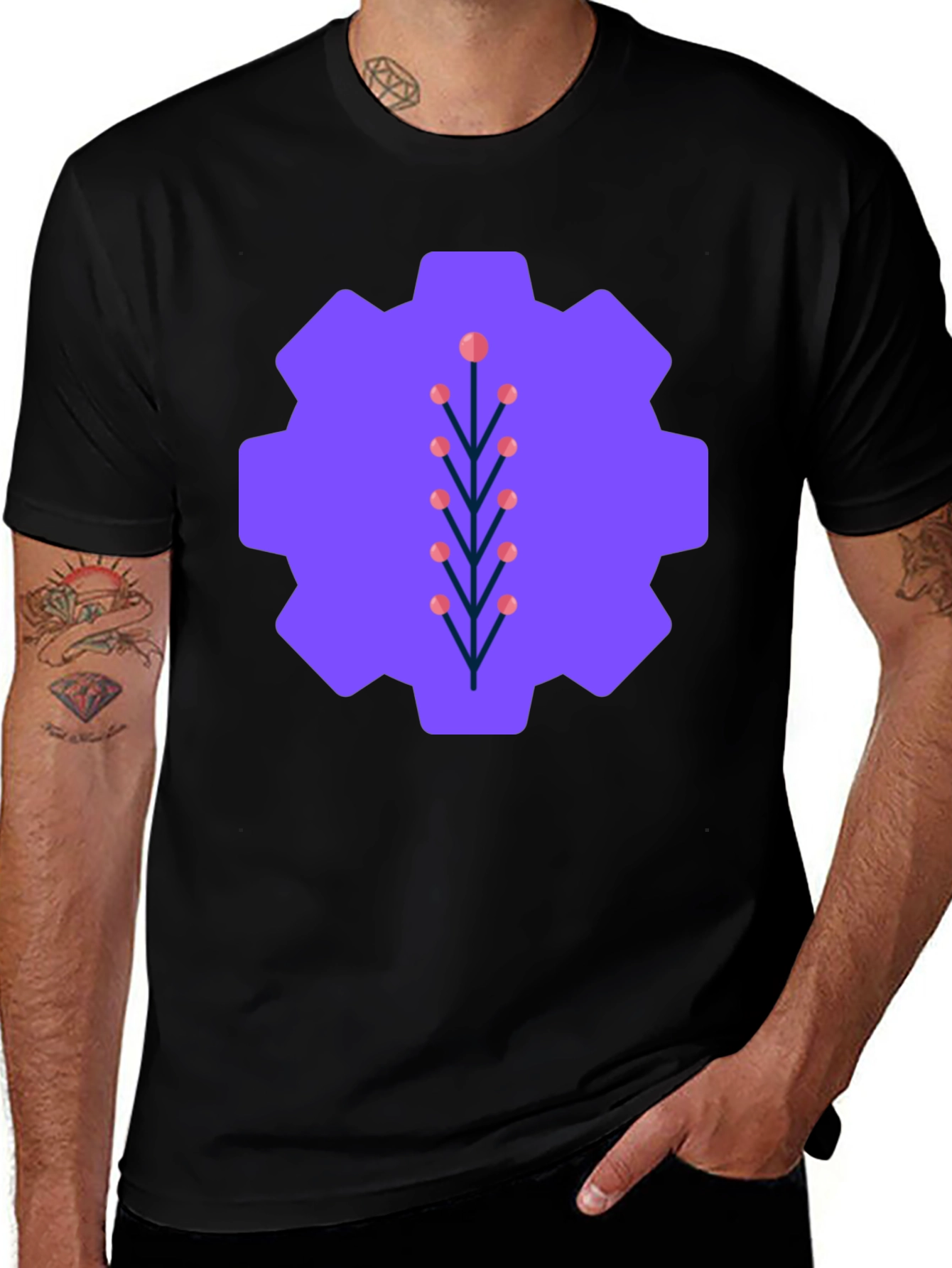 Abstract Gear Graphic Tee - Modern Style