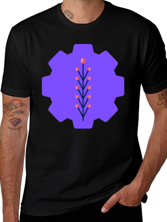 Abstract Gear Graphic Tee - Modern Style
