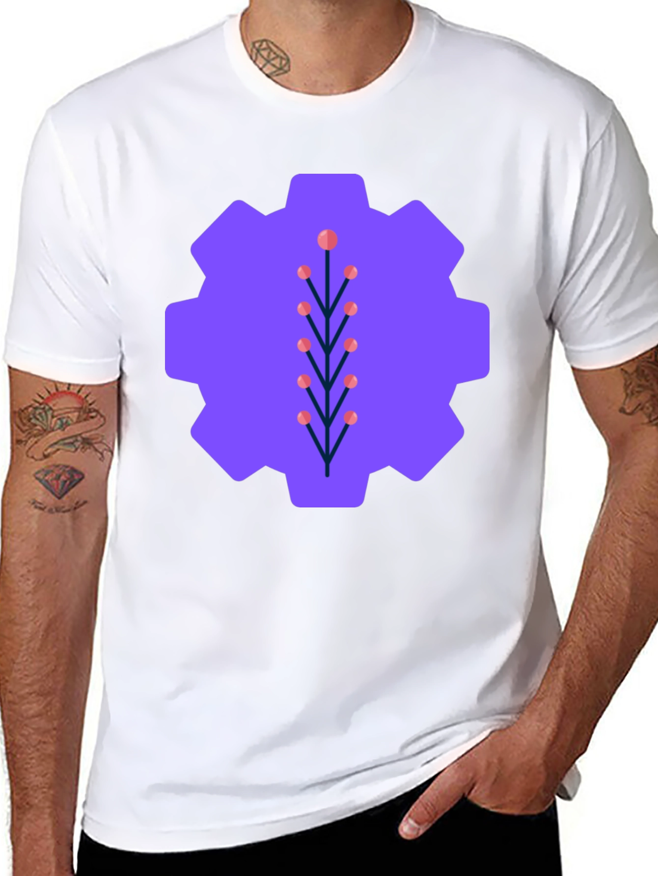 Abstract Gear Graphic Tee - Modern Style