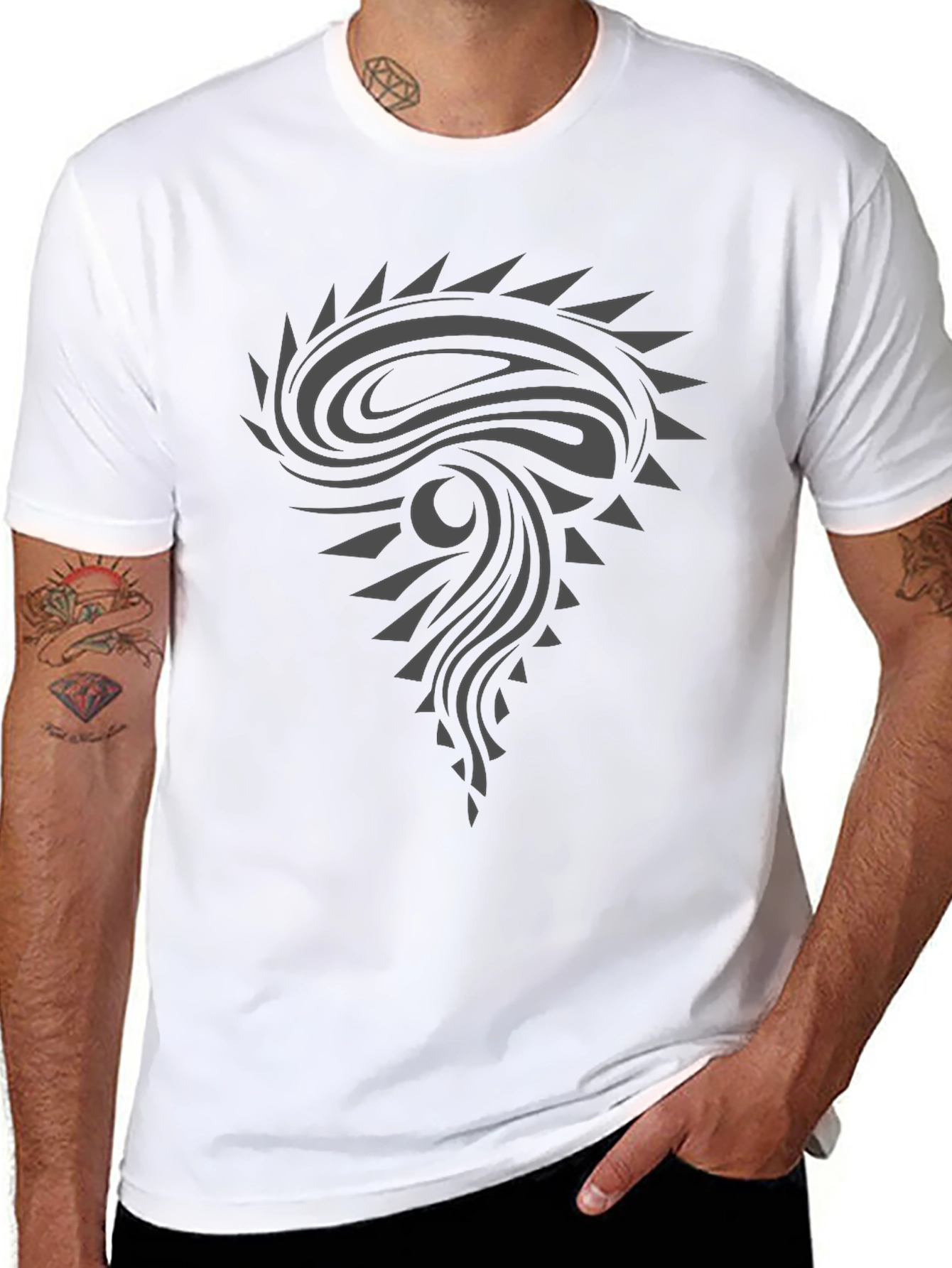 Tribal Graphic Black T-Shirt - Modern Design