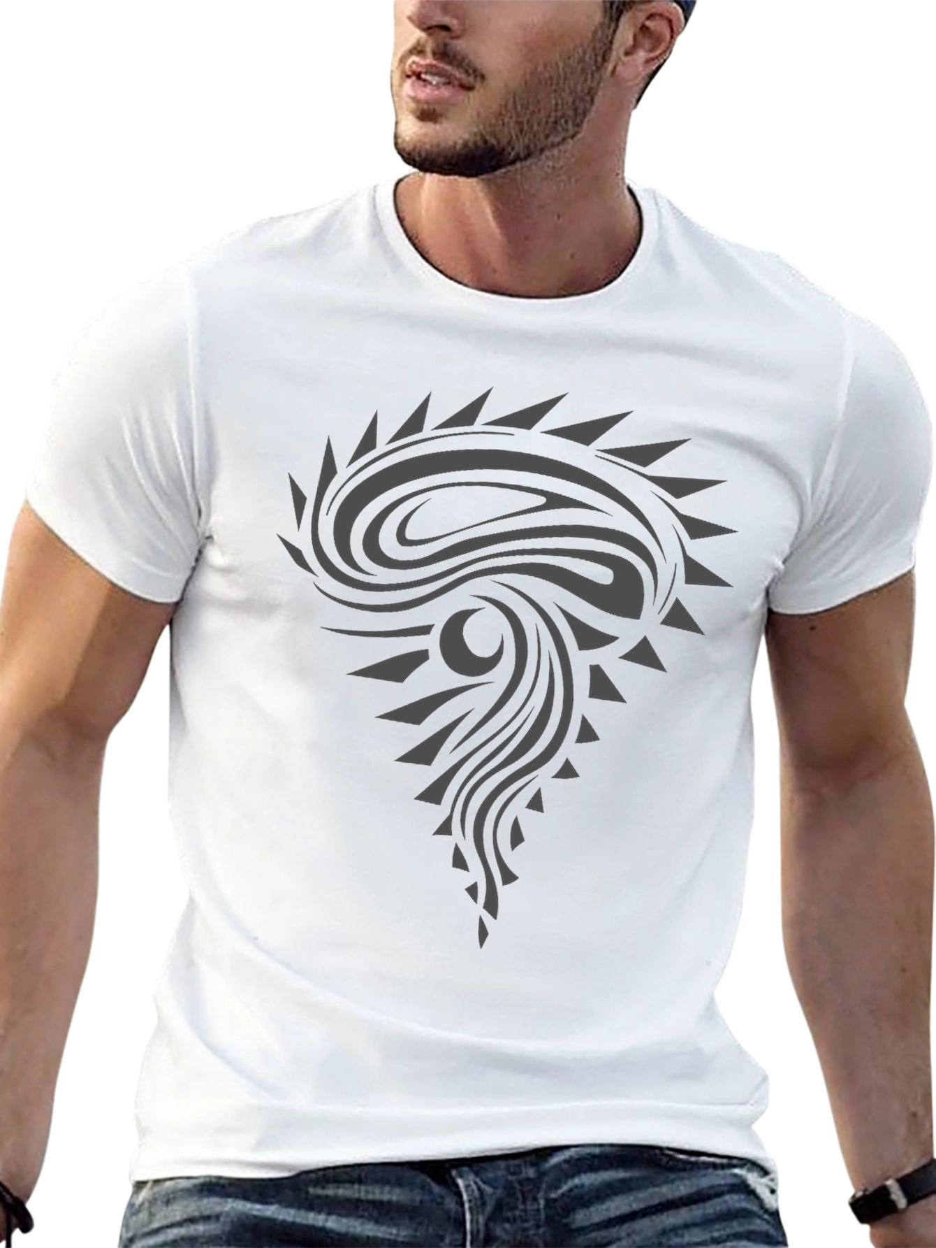 Tribal Graphic Black T-Shirt - Modern Design