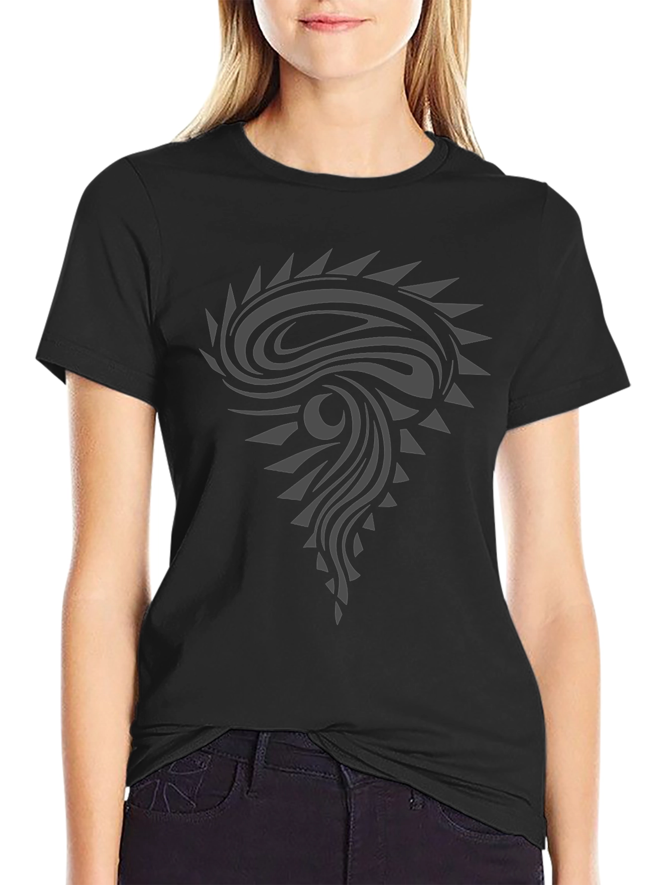 Tribal Graphic Black T-Shirt - Modern Design