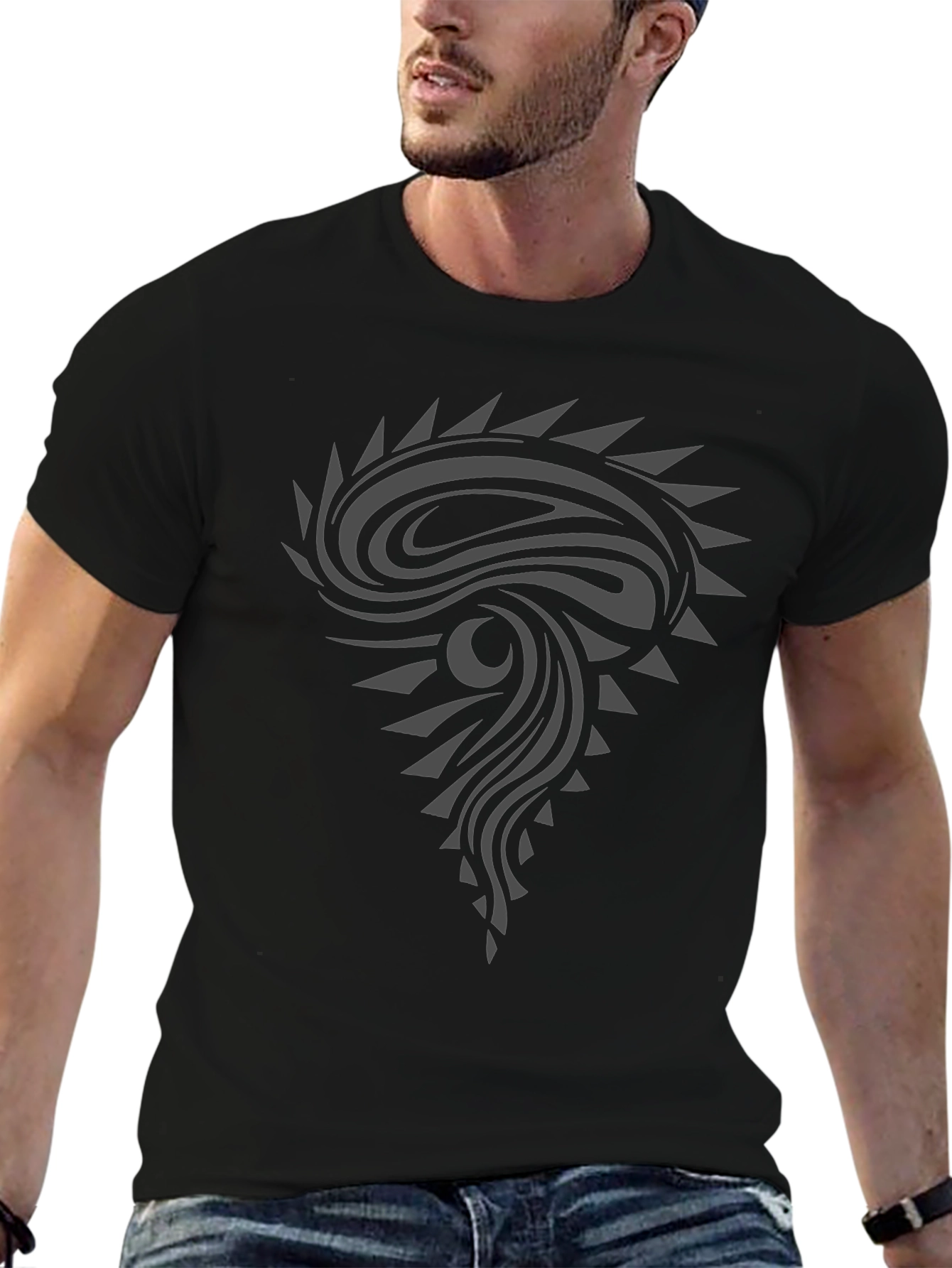 Tribal Graphic Black T-Shirt - Modern Design