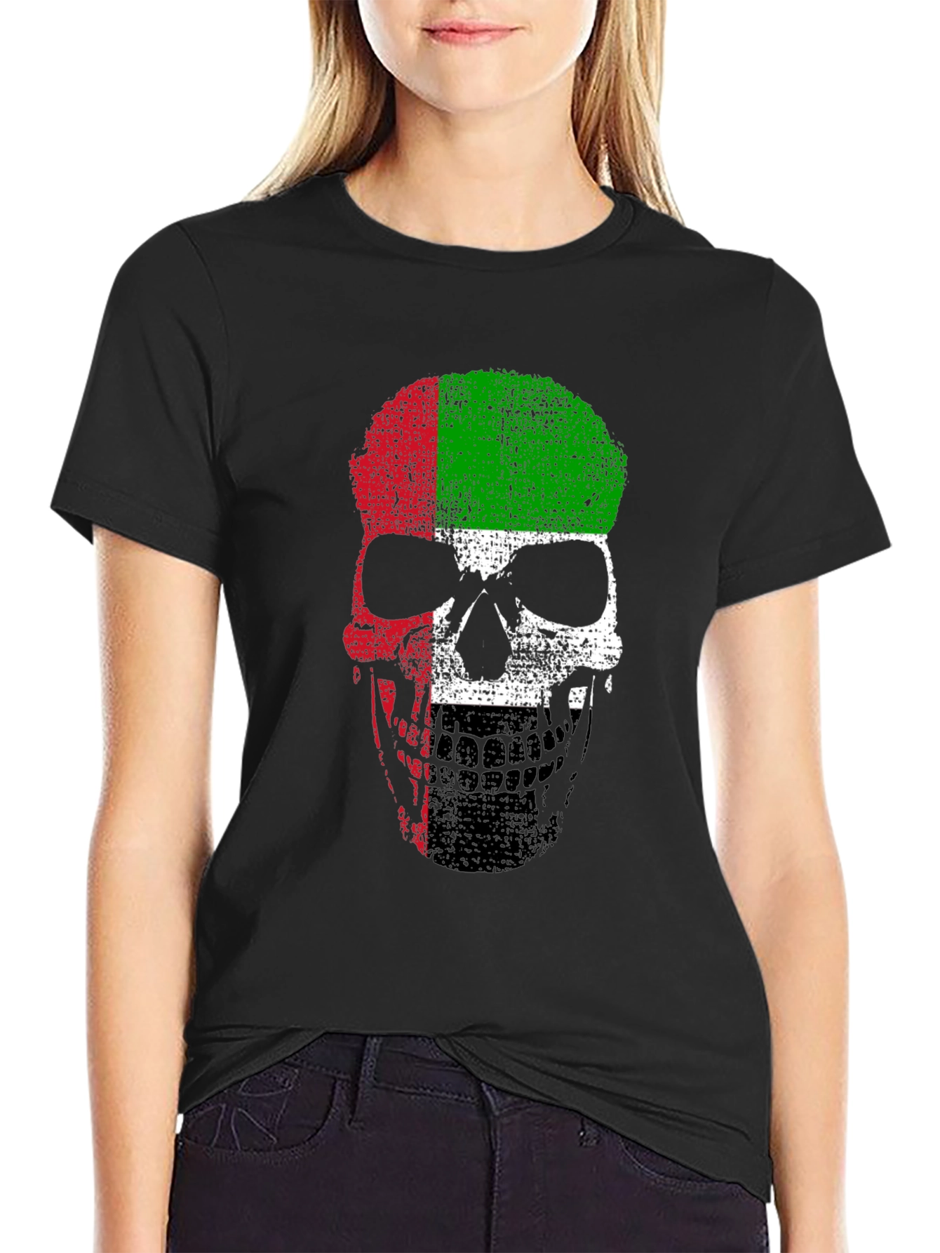 UAE Flag Skull Graphic T-Shirt