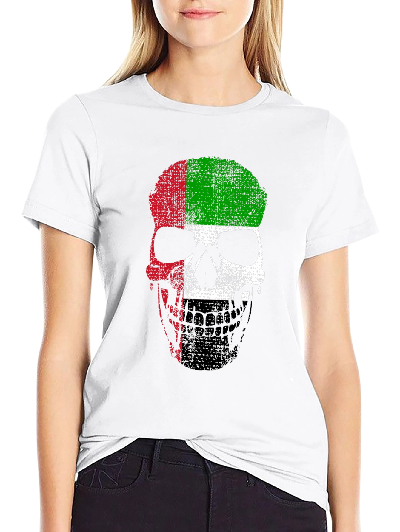 UAE Flag Skull Graphic T-Shirt