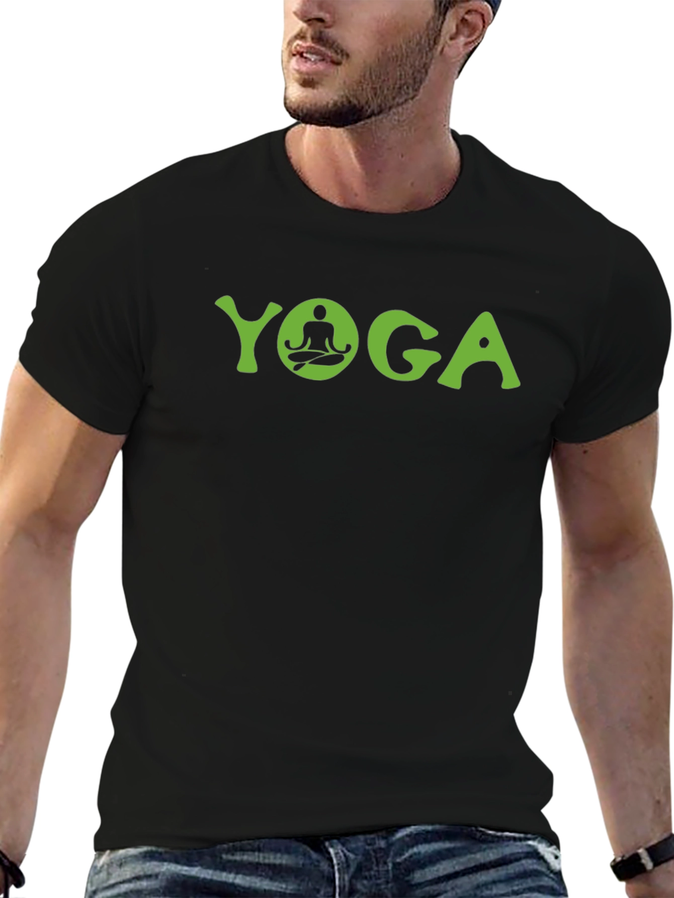 Yoga Graphic Tee - Black Cotton Comfort