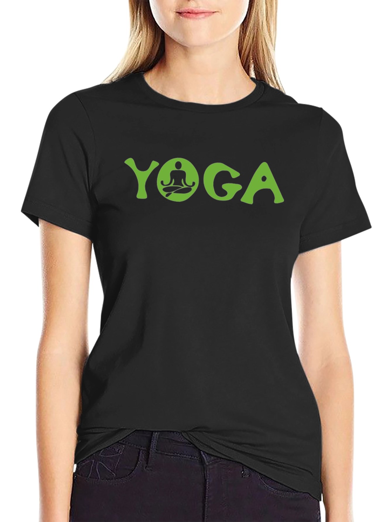 Yoga Graphic Tee - Black Cotton Comfort