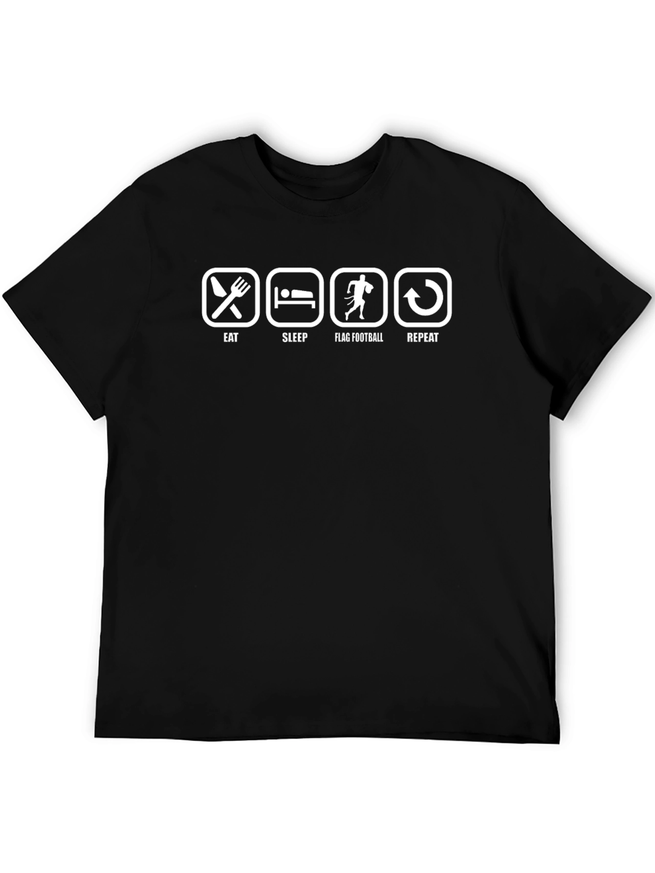 Eat Sleep Flag Football Repeat Black T-Shirt