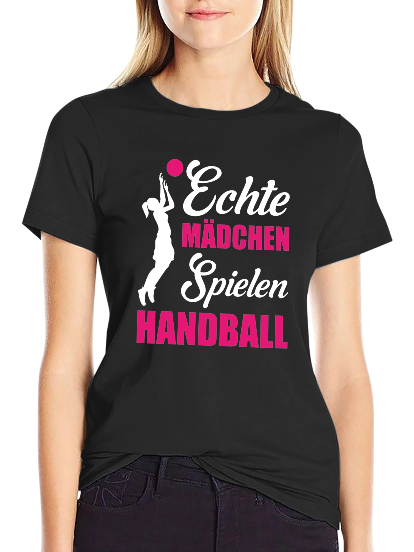 Echte Mädchen Handball T-Shirt - Black