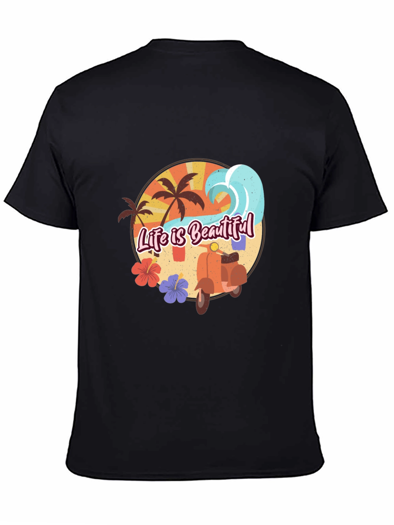 Life is Beautiful Beach T-Shirt Scooter Graphic Tee