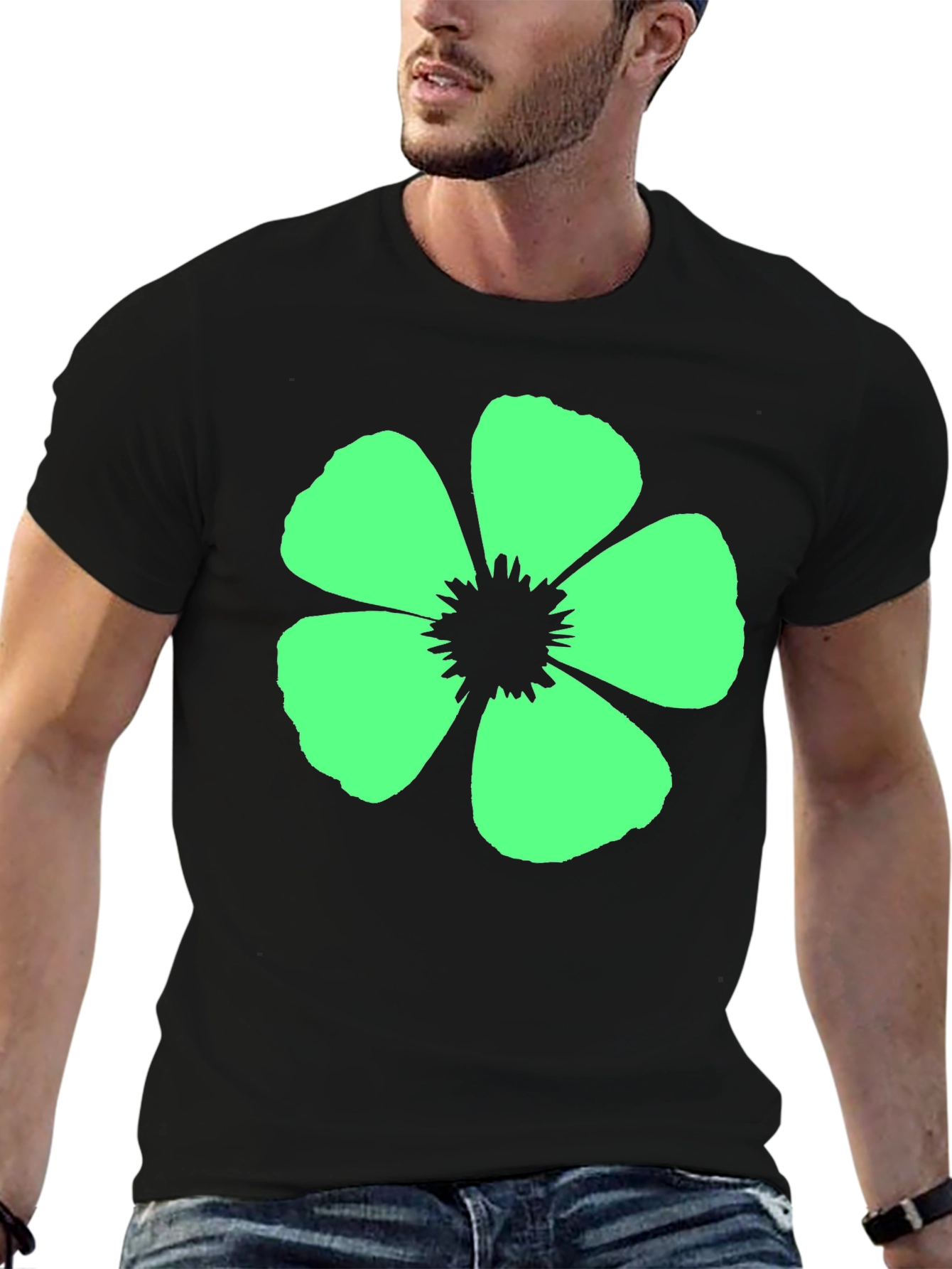 Flower Graphic Black T-Shirt