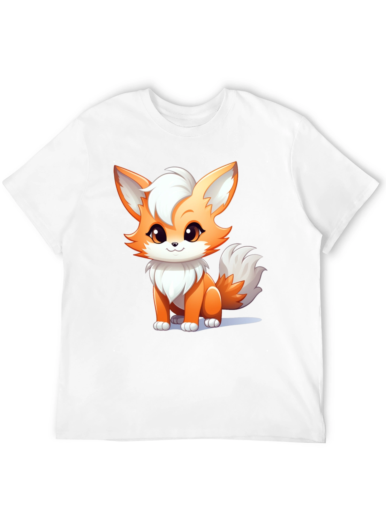 Cute Cartoon Fox Graphic Black T-Shirt