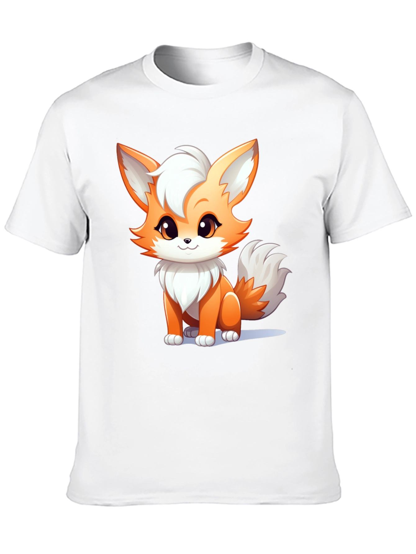 Cute Cartoon Fox Graphic Black T-Shirt