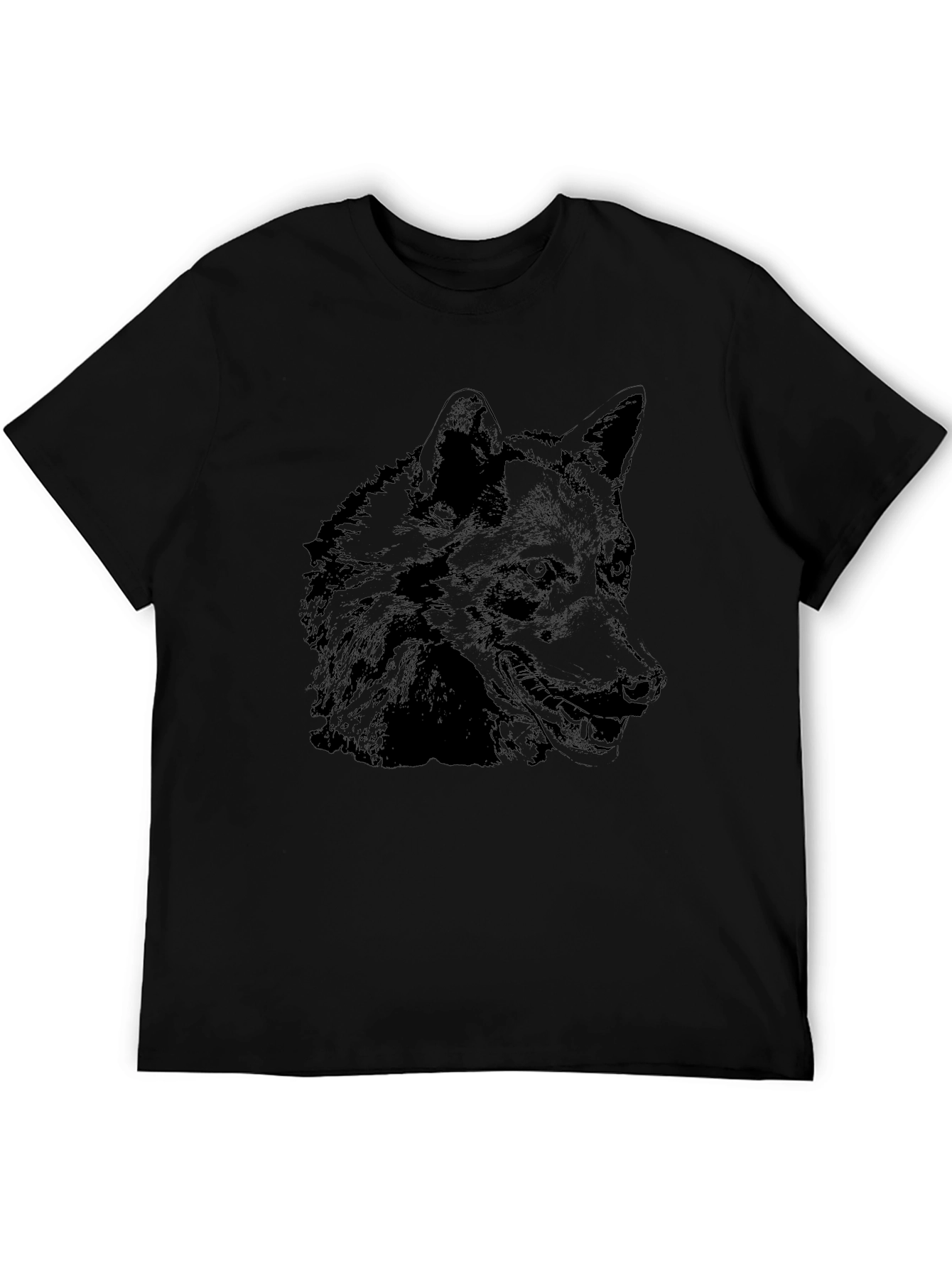 Black Wolf Graphic Tee - Cool Canine Design