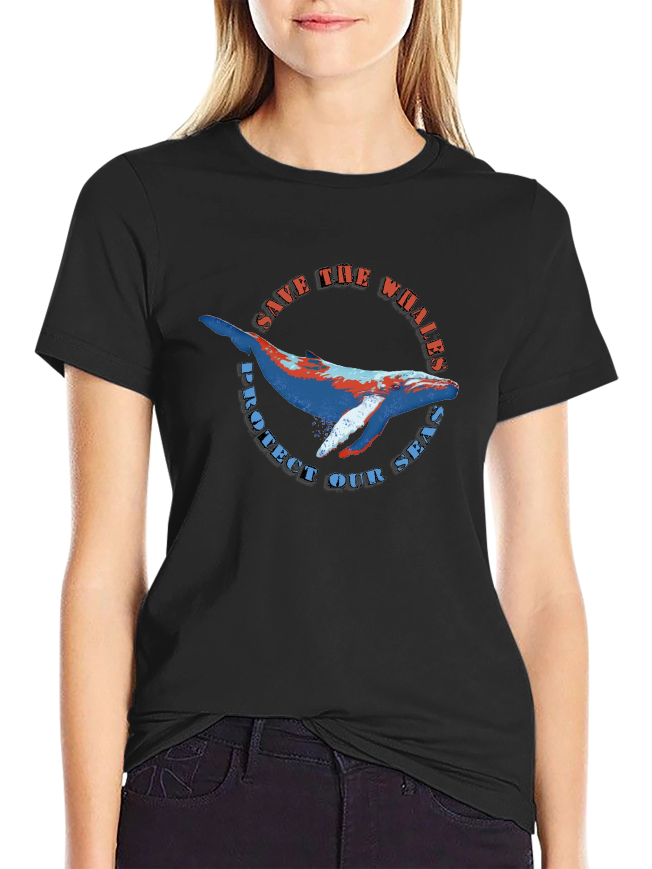 Save the Whales Black Graphic Tee